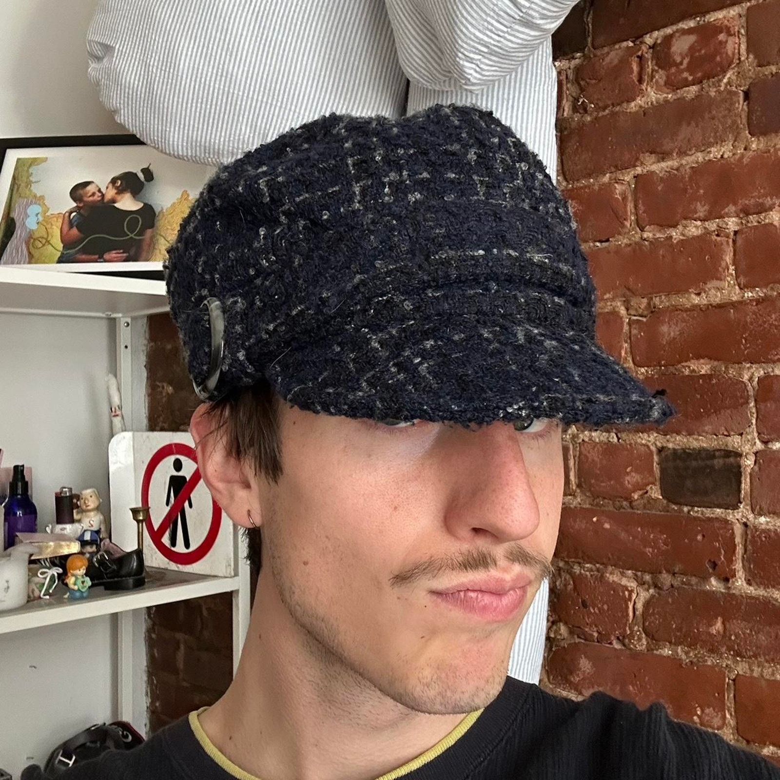 Vintage Vintage Y2K Knit Tweed Button Military Paper Boy Hat Cap Size ONE SIZE - 7 Thumbnail