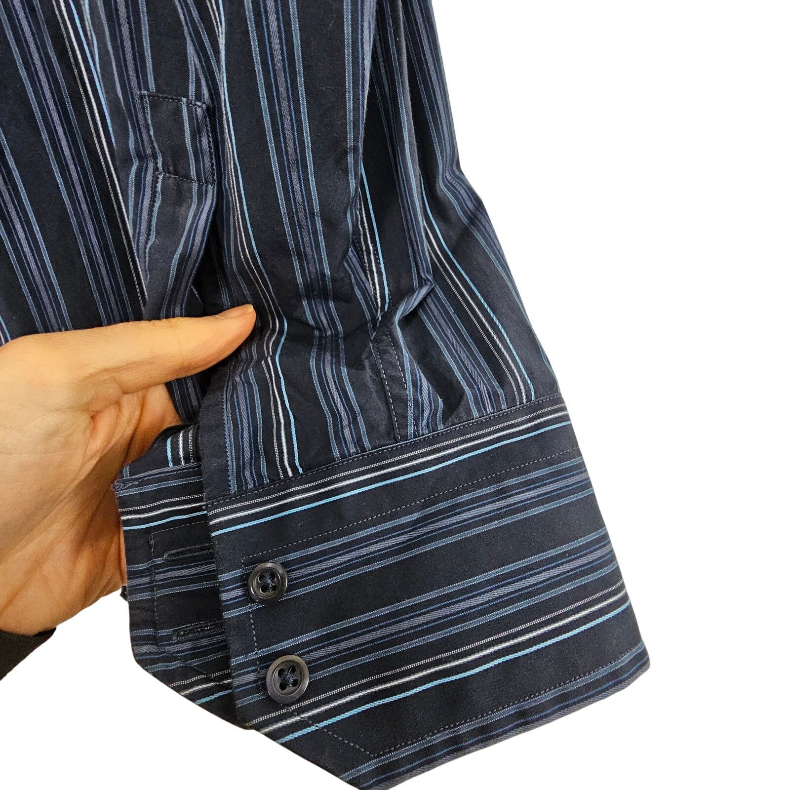 Hugo Boss Boss Hugo Boss Dress Shirt Blue Striped Button Up 32/33 Size US XS / EU 42 / 0 - 4 Thumbnail