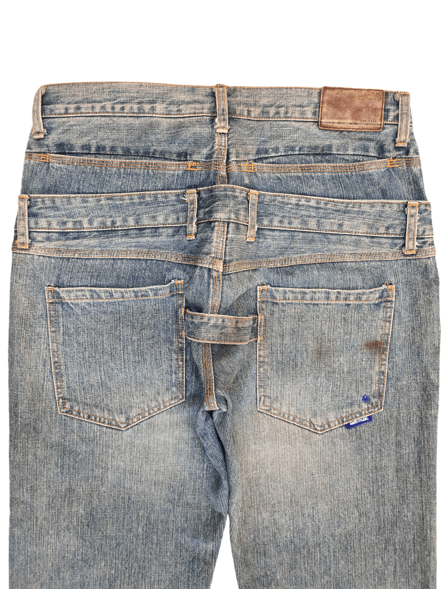 Japanese Brand Baggy Jeans Earth Music Double Waist Denim Wide Leg Y2k Jnco Size US 33 - 12 Thumbnail