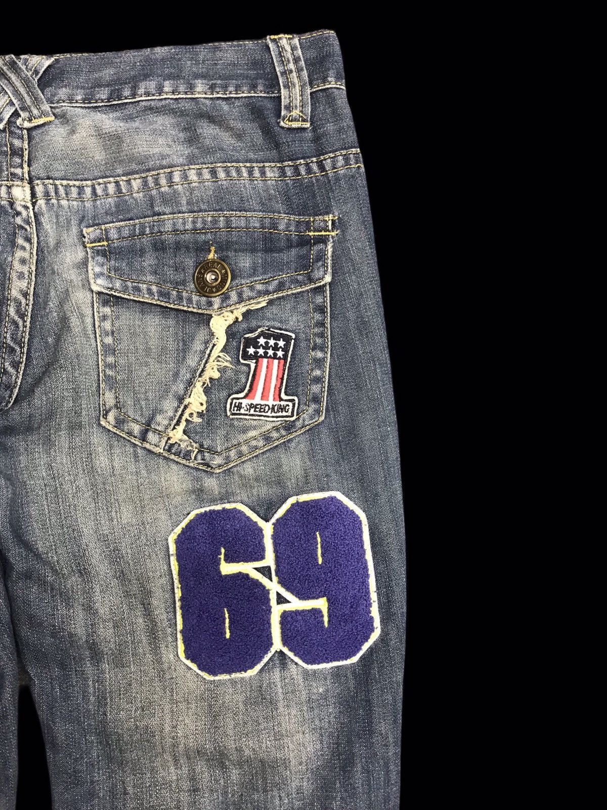 💥FLARE💥REAL MIND Patches Style Light Flare Denim F59