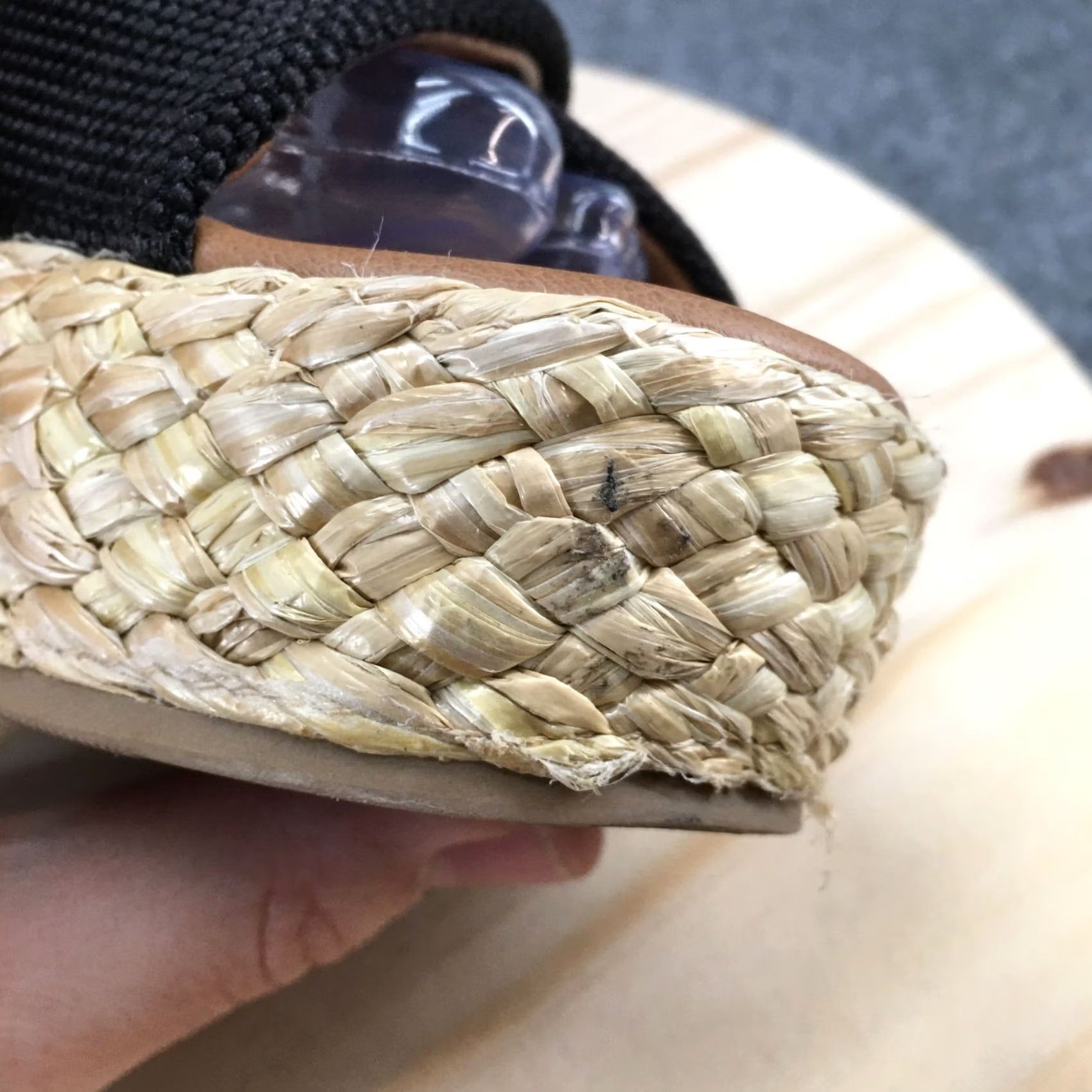 Vintage Universal Thread Sandals Womens 9 Platform Espadrille Brown Canvas Wedge Heels Size US 9 / IT 39 - 4 Thumbnail