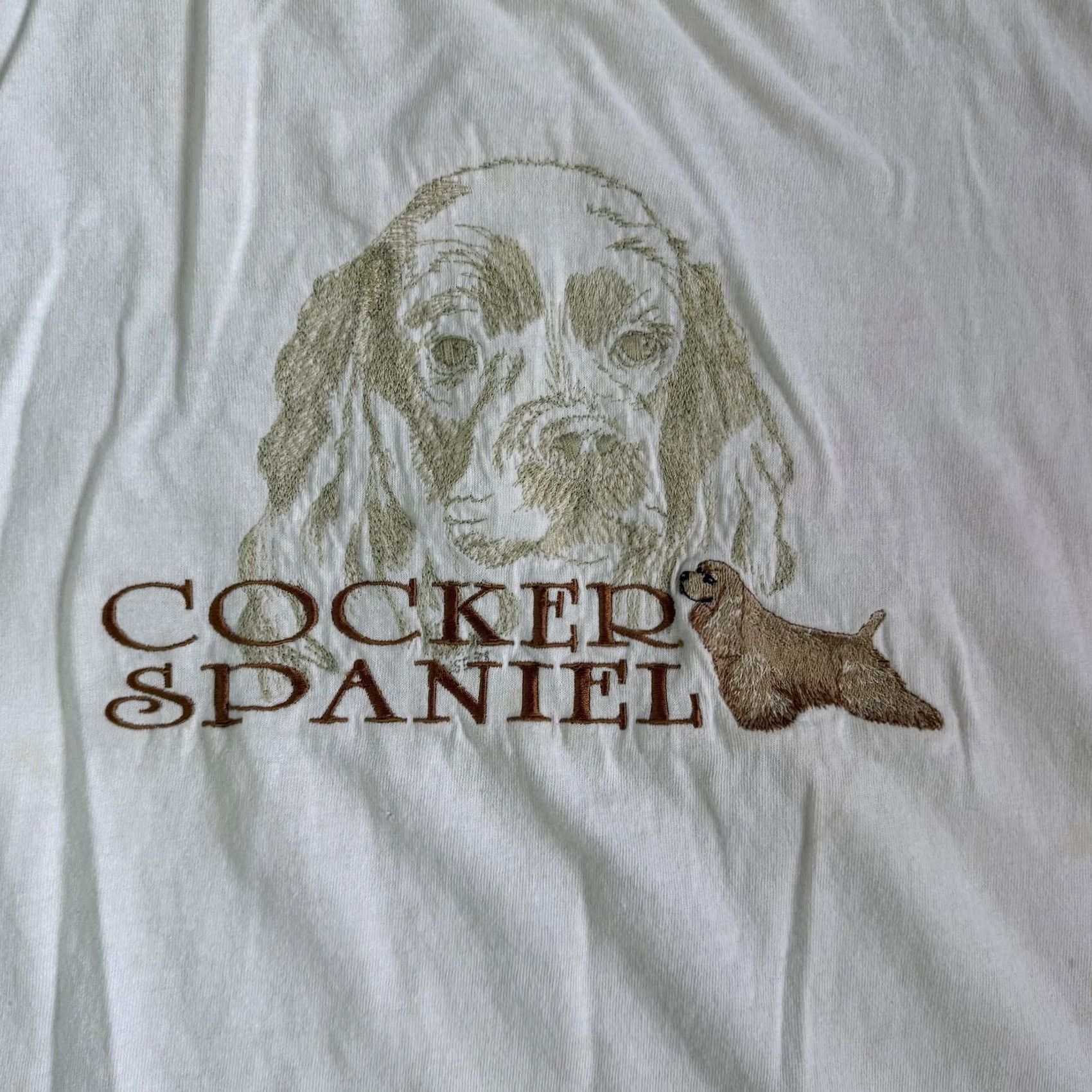 Vintage GR8 DOGS Shirt Mens 2XL White Cocker Spaniel Embroidered Tee Size US XXL / EU 58 / 5 - 2 Thumbnail
