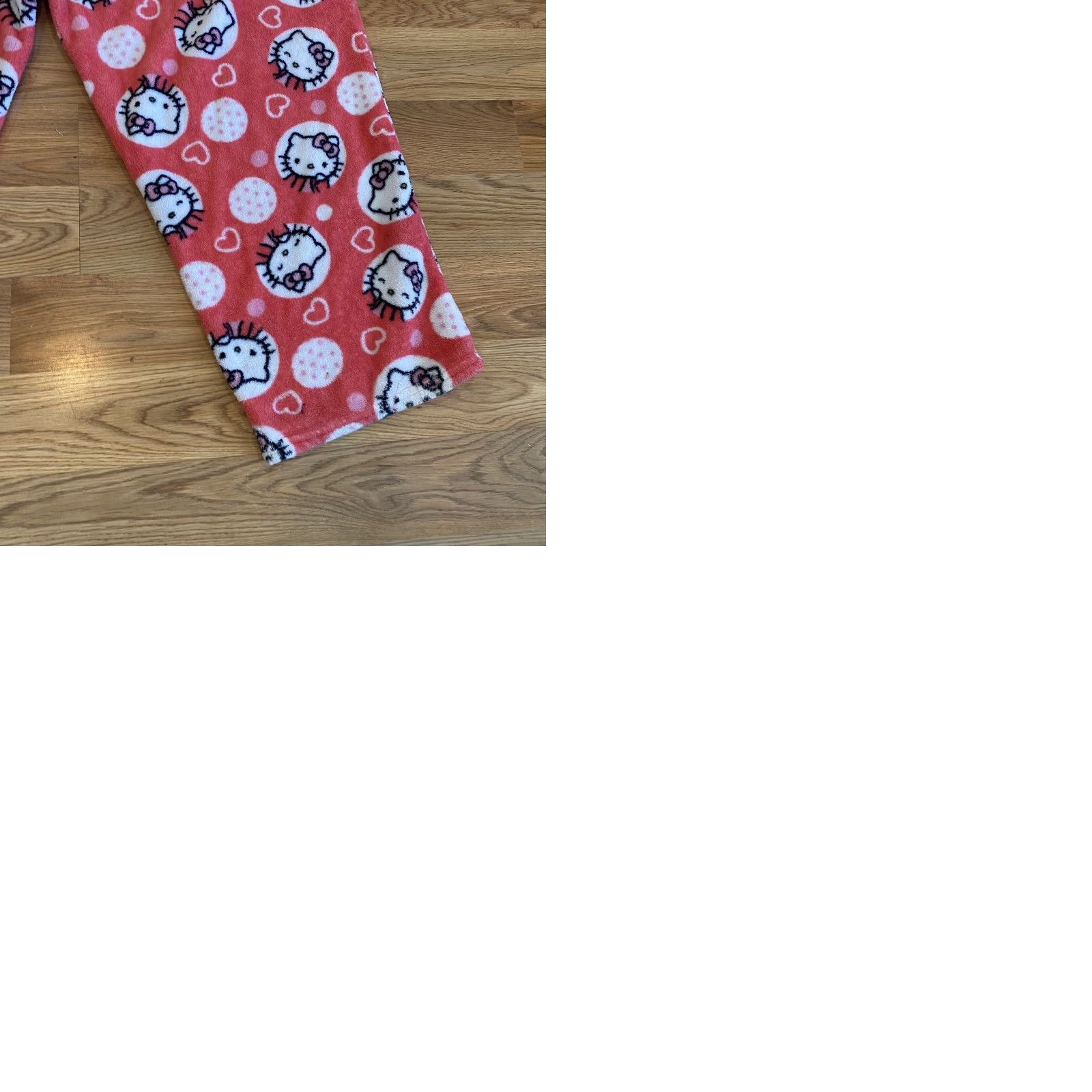Vintage Sanrio Hello Kitty Pajama Pants Pink Peach 3XL Elastic Waist Womens Plus Fleece Sleep Pants 90s Whimsical Hearts Polka Dots Comfort Cozy Plush Size 40" / US 18 - 9 Thumbnail