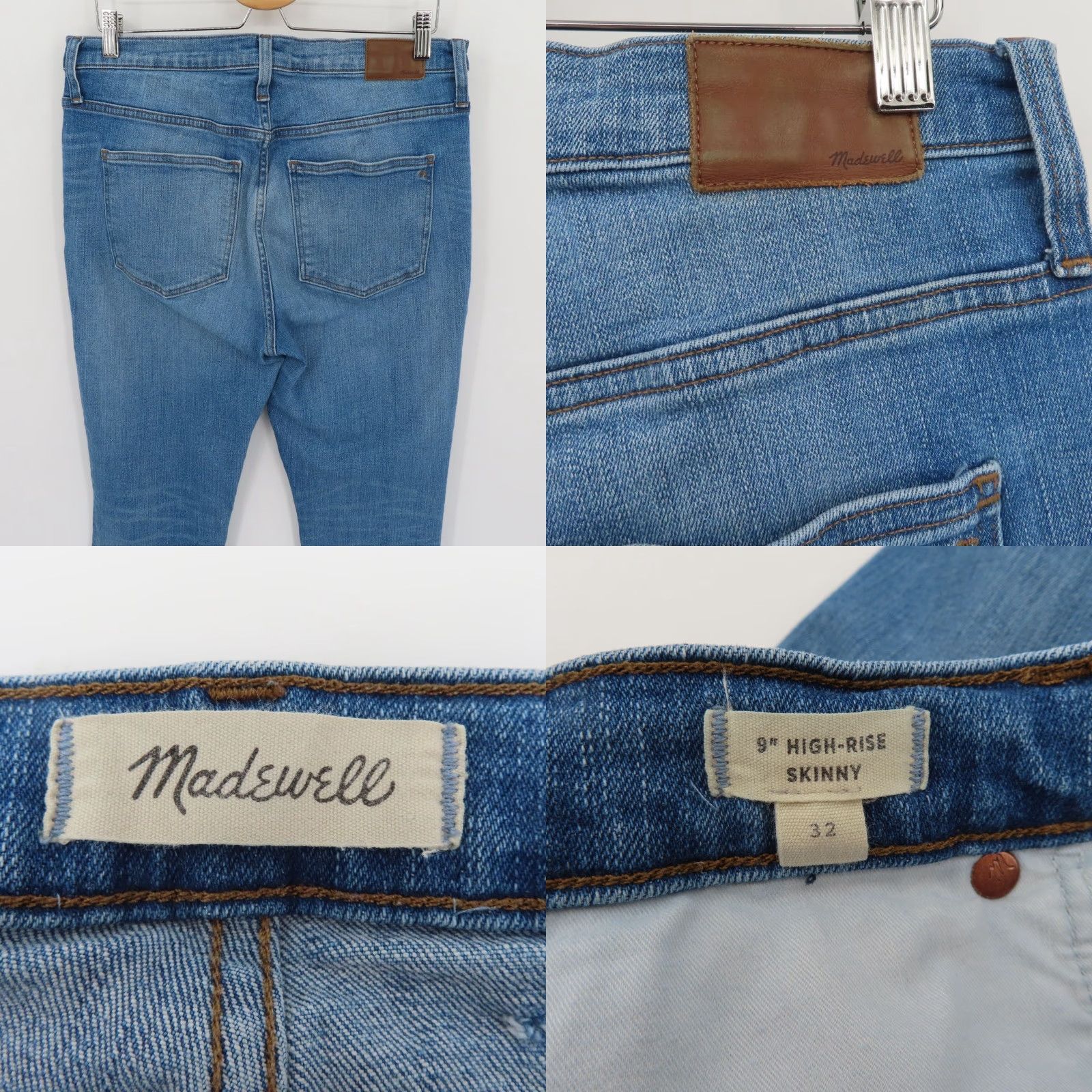 Madewell Madewell Women 32 9in High Rise Skinny Jeans Whiskered Distressed Denim Pockets Size 24" / US 00 / IT 34 - 8 Thumbnail