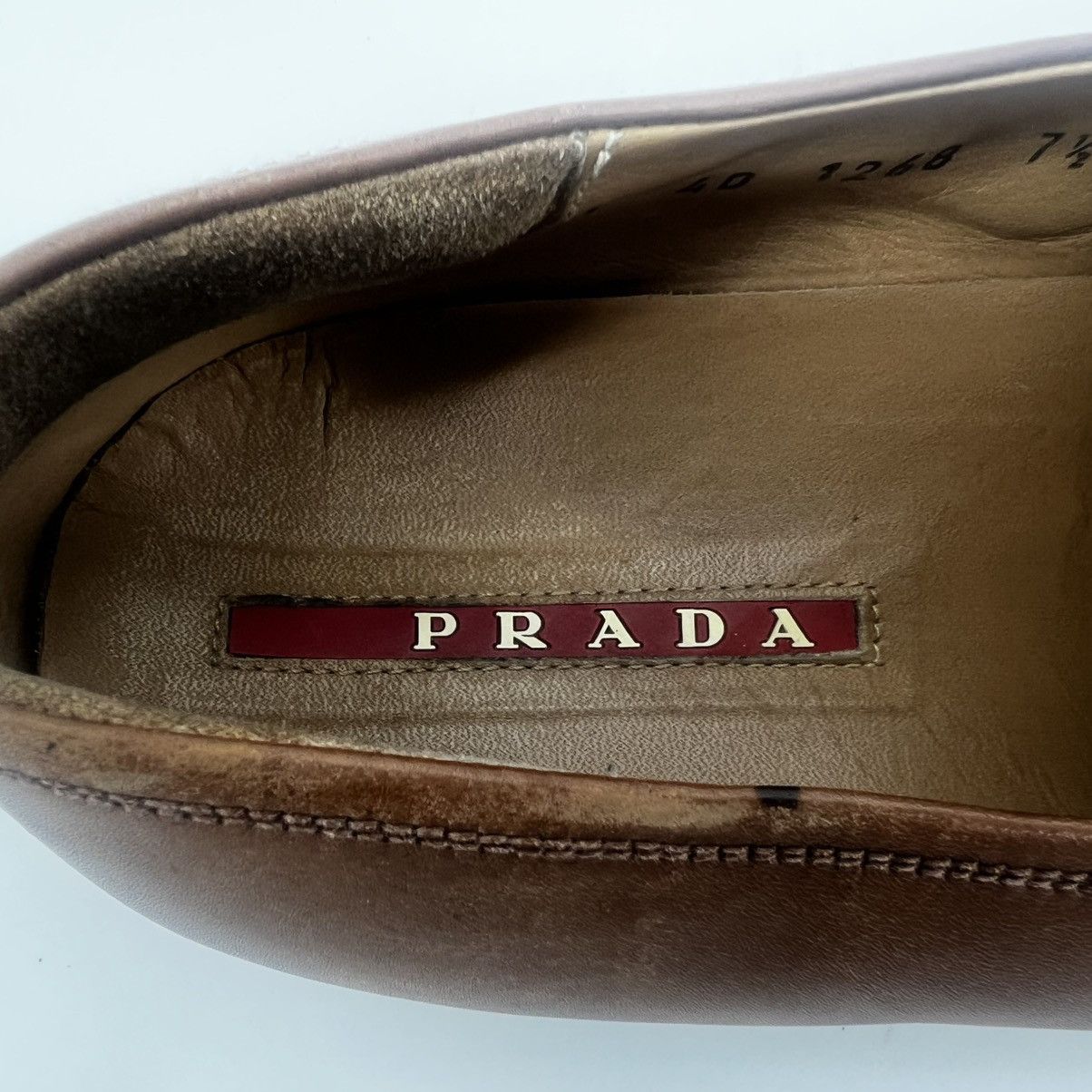 Prada Prada Men’s Brown Leather Loafers Shoes 7.5 Y2K Rubber Sole Size US 7.5 / EU 40-41 - 15 Thumbnail