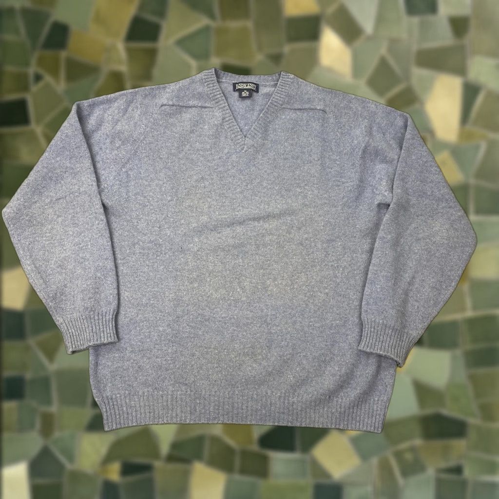 Lands' End VINTAGE Lands' End Sweater Shirt Mens Medium Blue Heather V-Neck Lambswool Made in Scotland Mens Size US M / EU 48-50 / 2 - 1 Thumbnail