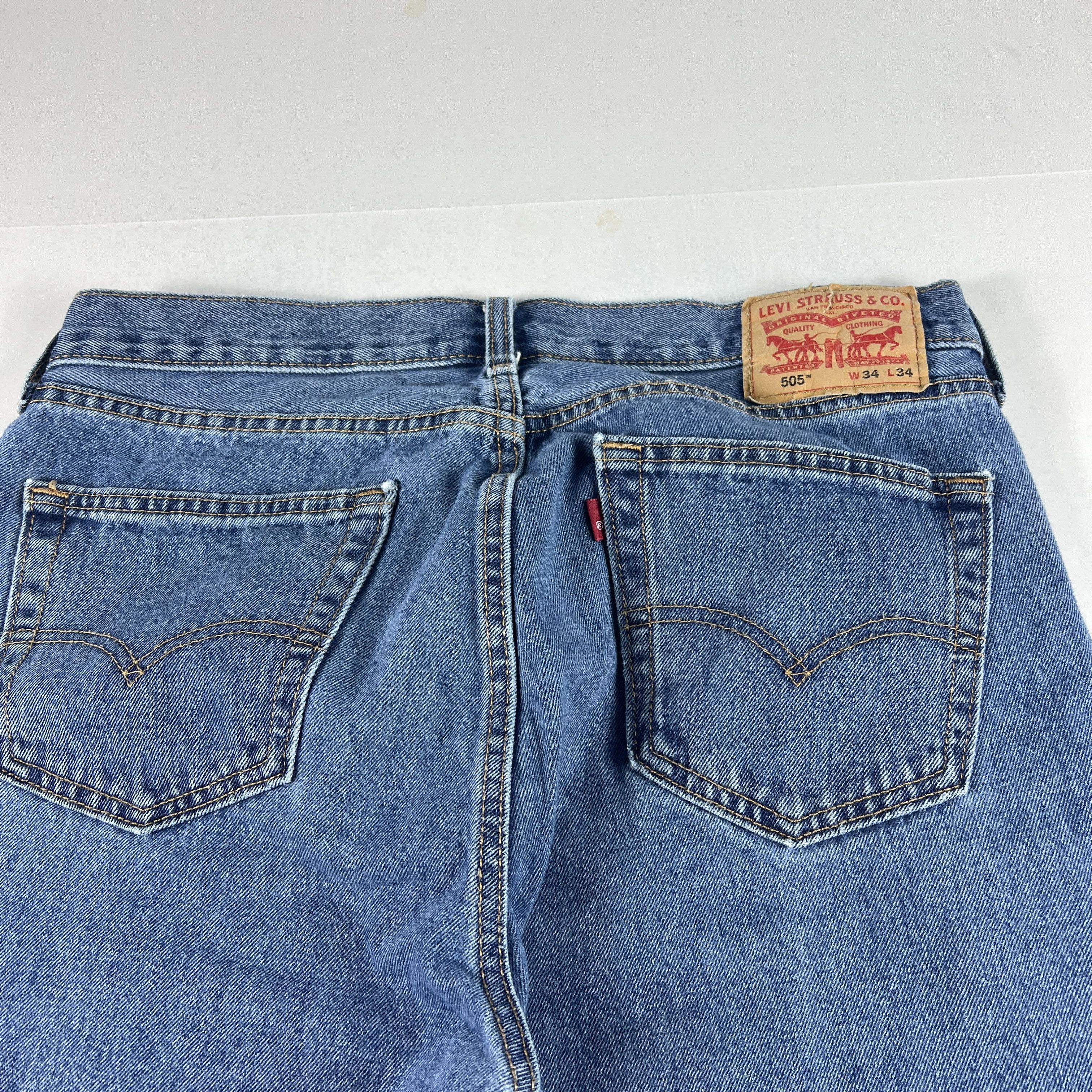 Levi's Levi's Jeans 505 Straight Leg Blue Faded Cotton Denim Size US 34 / EU 50 - 13 Thumbnail