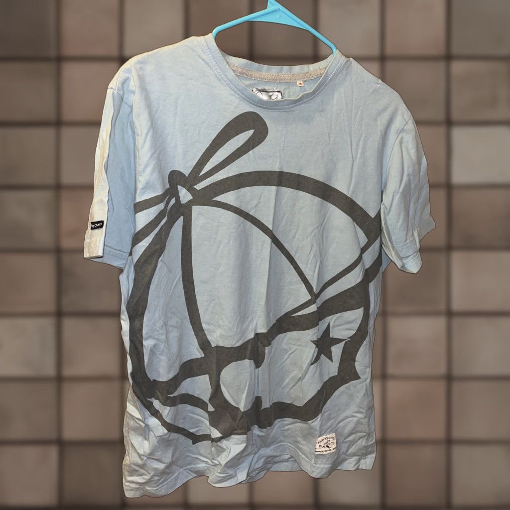 Vintage Play Cloths Men Large Light Blue T-Shirt Jack Logo Cartoon Face Short Sleeve Crew Neck Jersey Graphic Print Size US L / EU 52-54 / 3 - 1 Thumbnail