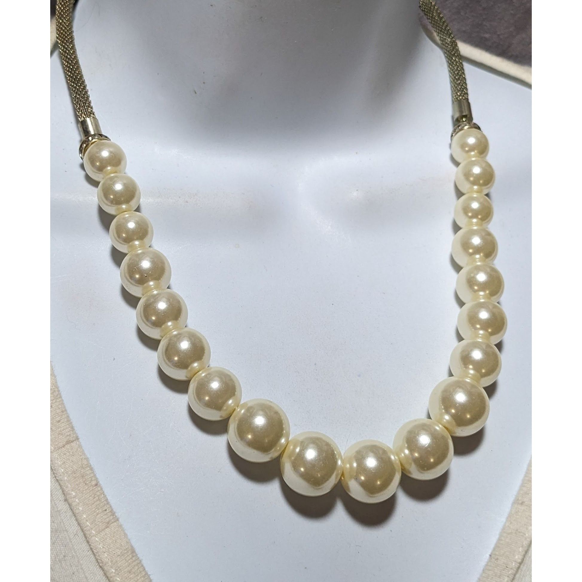 Other Vintage Retro Mesh Tube Faux Pearl Necklace Size ONE SIZE - 6 Thumbnail