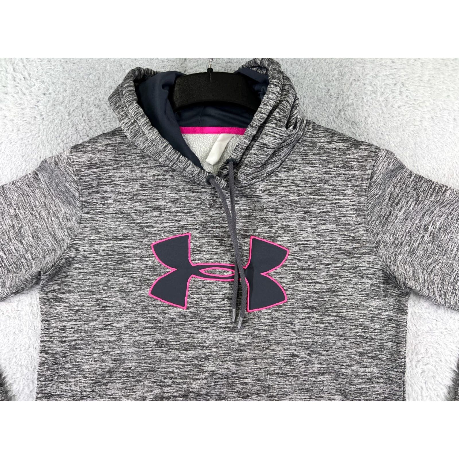 Under Armour Under Armour Hoodie Girls Extra Large Gray Pink Logo Kangaroo Pocket Pullover Size XL / US 12-14 / IT 48-50 - 4 Thumbnail