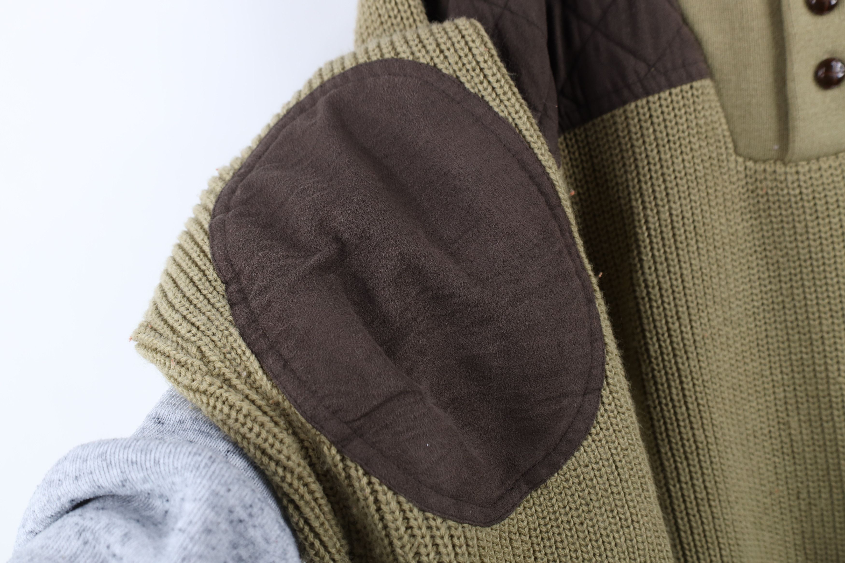 Vintage Vintage 90s Streetwear Patch Ribbed Knit Henley Sweater Size US XXL / EU 58 / 5 - 6 Thumbnail