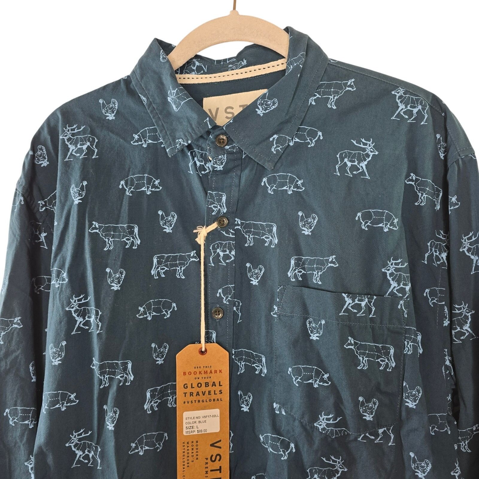 VSTR VSTR Premium Blue Farm Animal Butcher Button-up Shirt Large Size US L / EU 52-54 / 3 - 2 Thumbnail