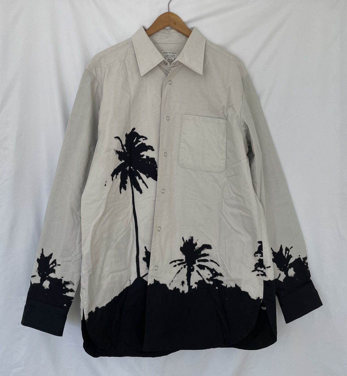 Dries Van Noten 21ss Len Lye palm tree printed padded shirt | Grailed