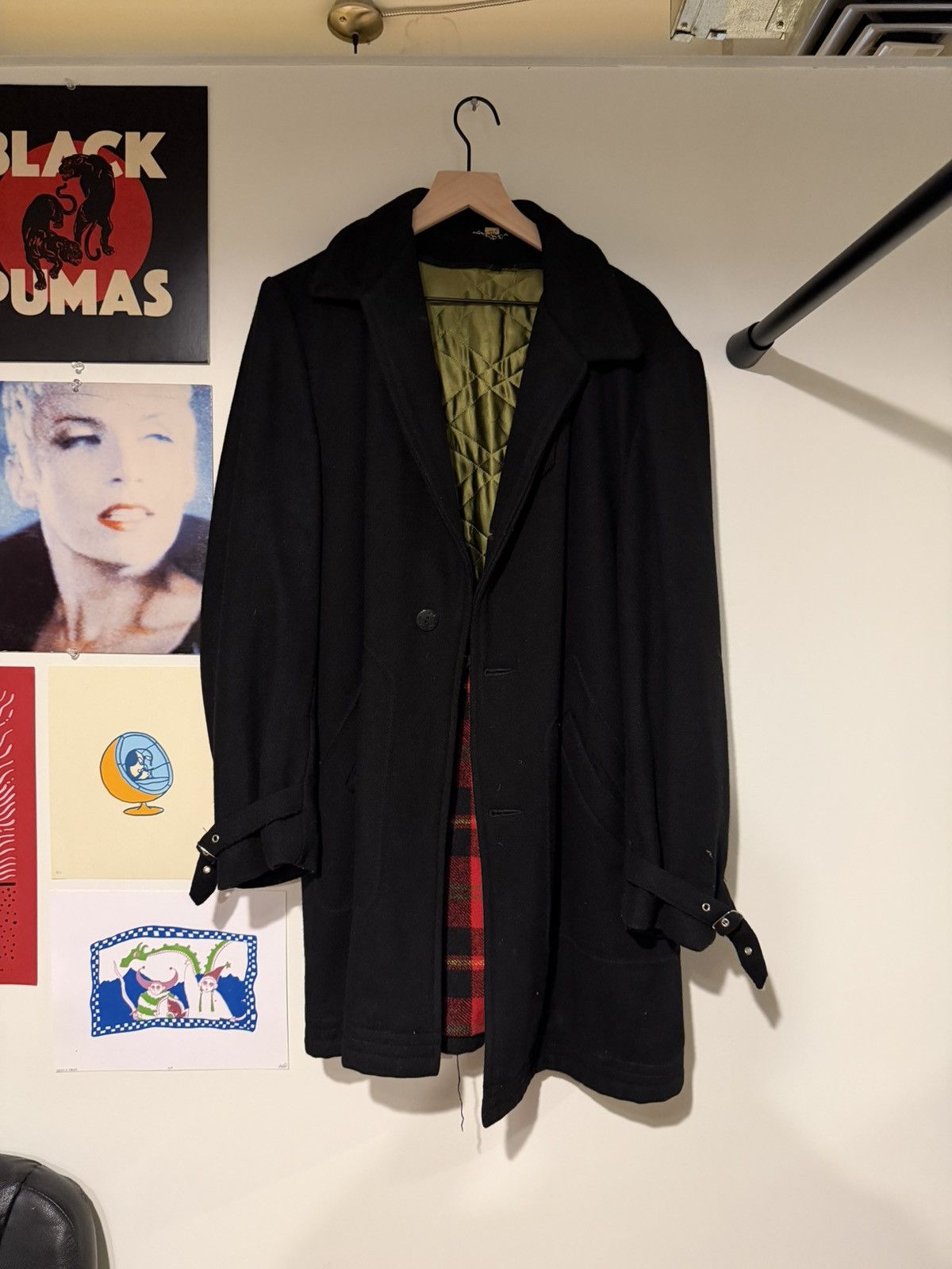 Vintage Vintage 80s Narragansett black wool strap overcoat Size US L / EU 52-54 / 3 - 1 Thumbnail