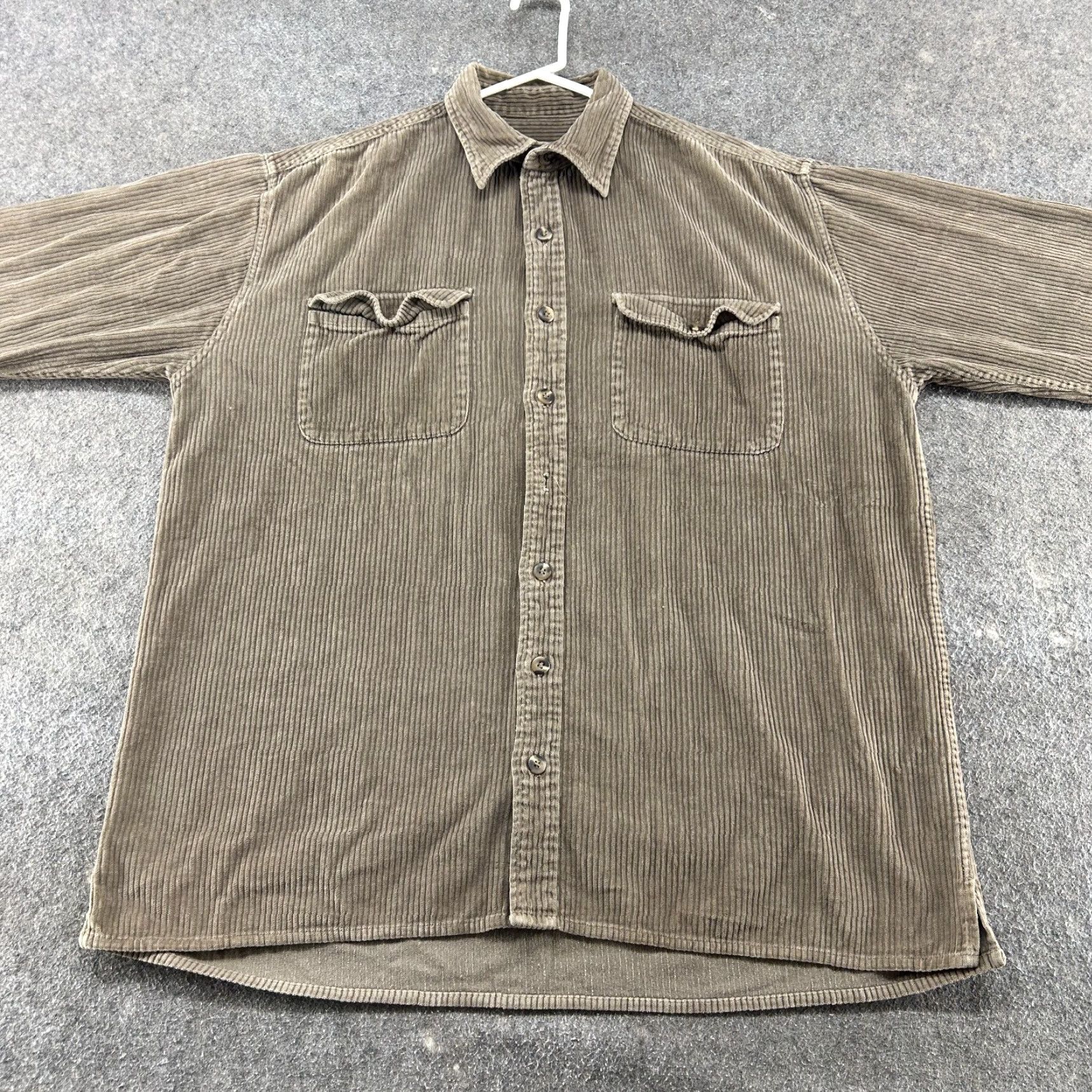Vintage VINTAGE Repp Corduroy Shirt Mens XLT Brown Button-Up Long Sleeve 90s Thick Cotton Casual Pocket Pockets Size US XL / EU 56 / 4 - 3 Thumbnail