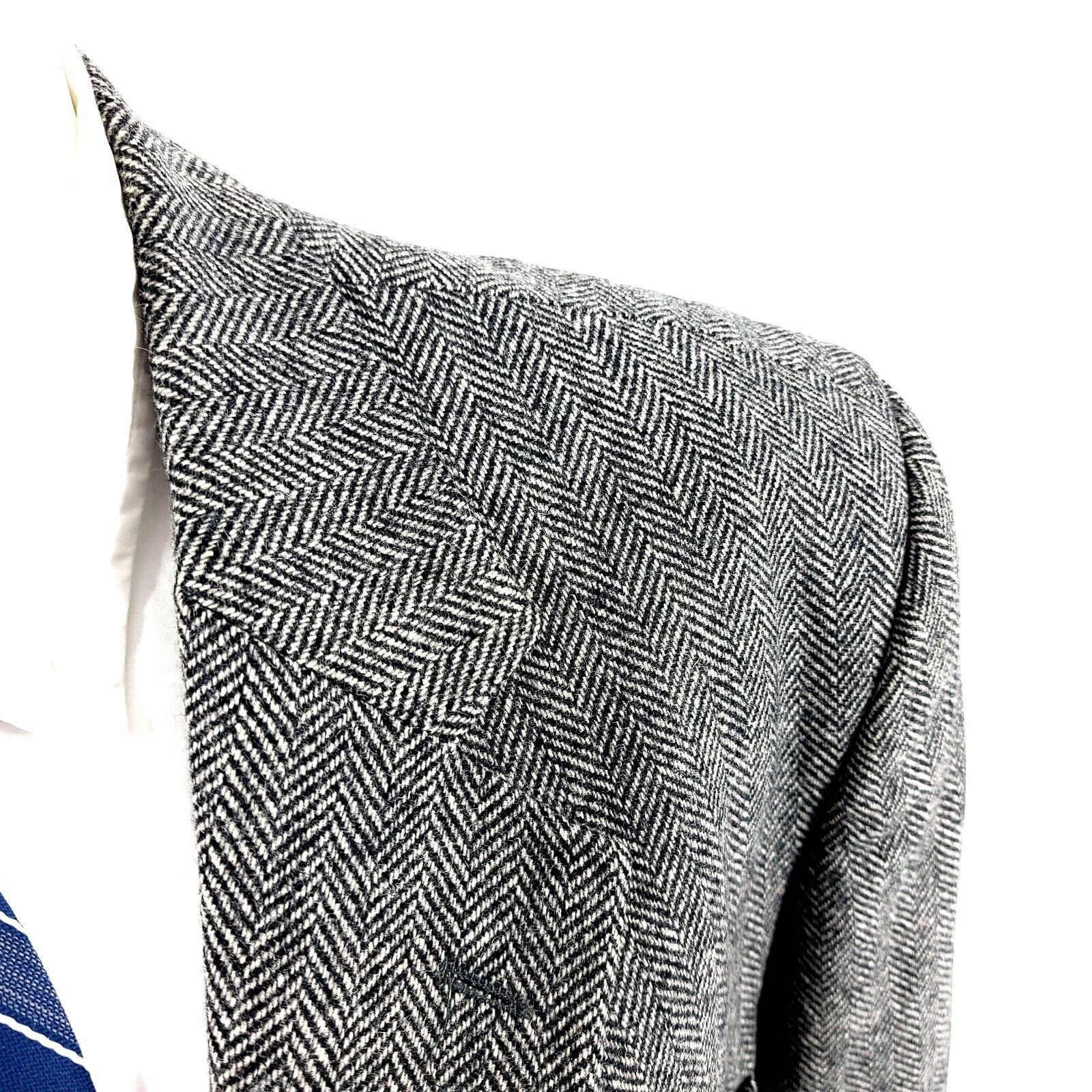 Stafford Stafford Tweed Wool 2 Button Sport Coat 44R Cream Black Herr Size 44R - 2 Thumbnail