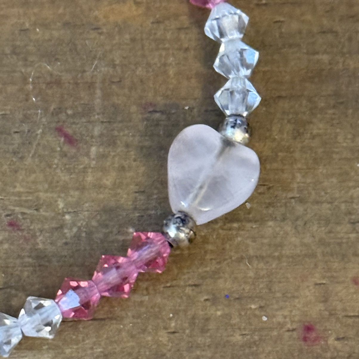 Vintage Vintage sterling pink/clear crystal beaded heart bracelet Size ONE SIZE - 7 Thumbnail