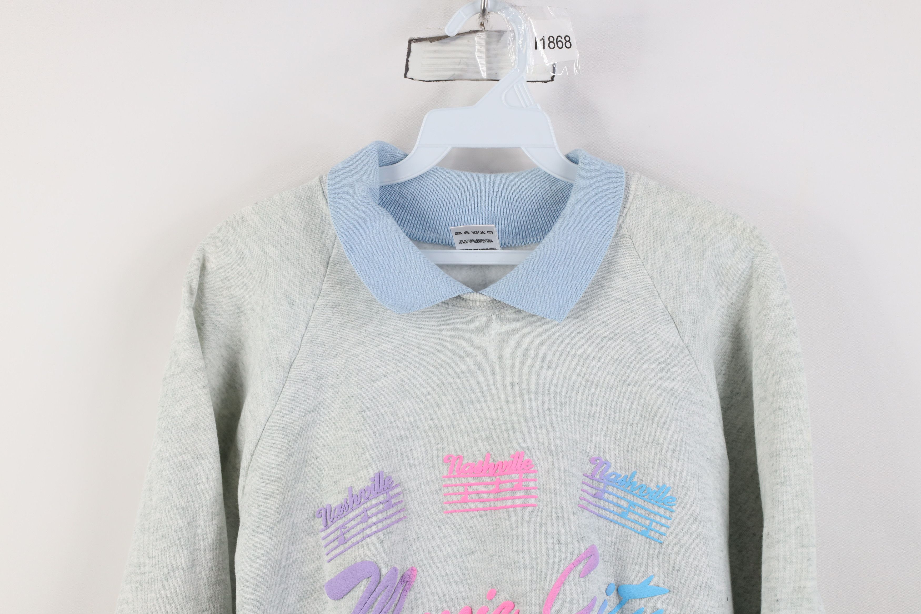 Vintage Vintage 90s Music City Nashville Collared Sweatshirt USA Size XL / US 12-14 / IT 48-50 - 2 Thumbnail