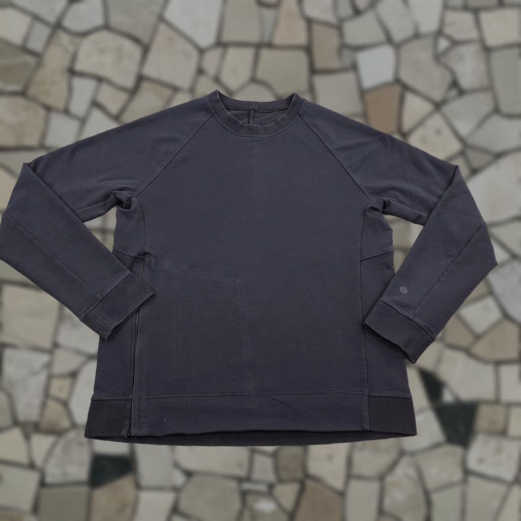 Lululemon Sweatshirt Mens Medium Black City Sweat Crew Pullover Sweater Terry