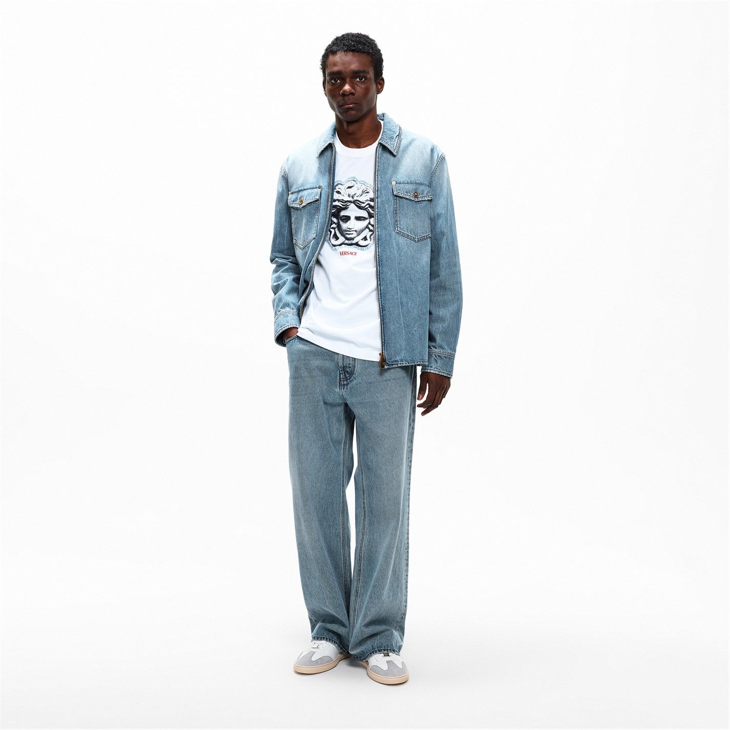 Versace o1g2r1mq0526 Long Sleeve Denim Shirt in Blue Size US XL / EU 56 / 4 - 6 Thumbnail