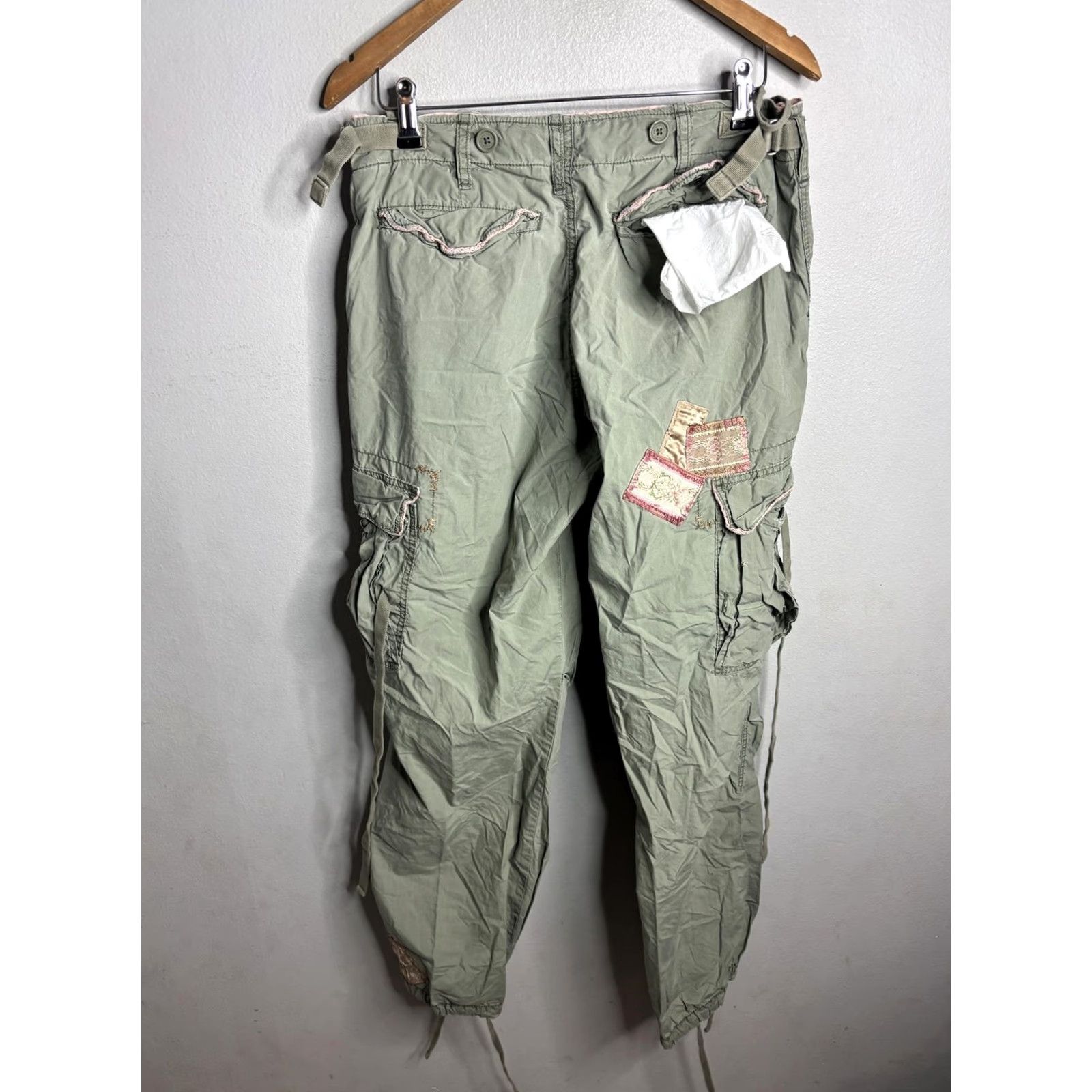 Abercrombie & Fitch Abercrombie & Fitch Cargo Pants Womens 8 Green Patchwork Y2K Hem Utility Size 30" / US 8 / IT 44 - 6 Thumbnail