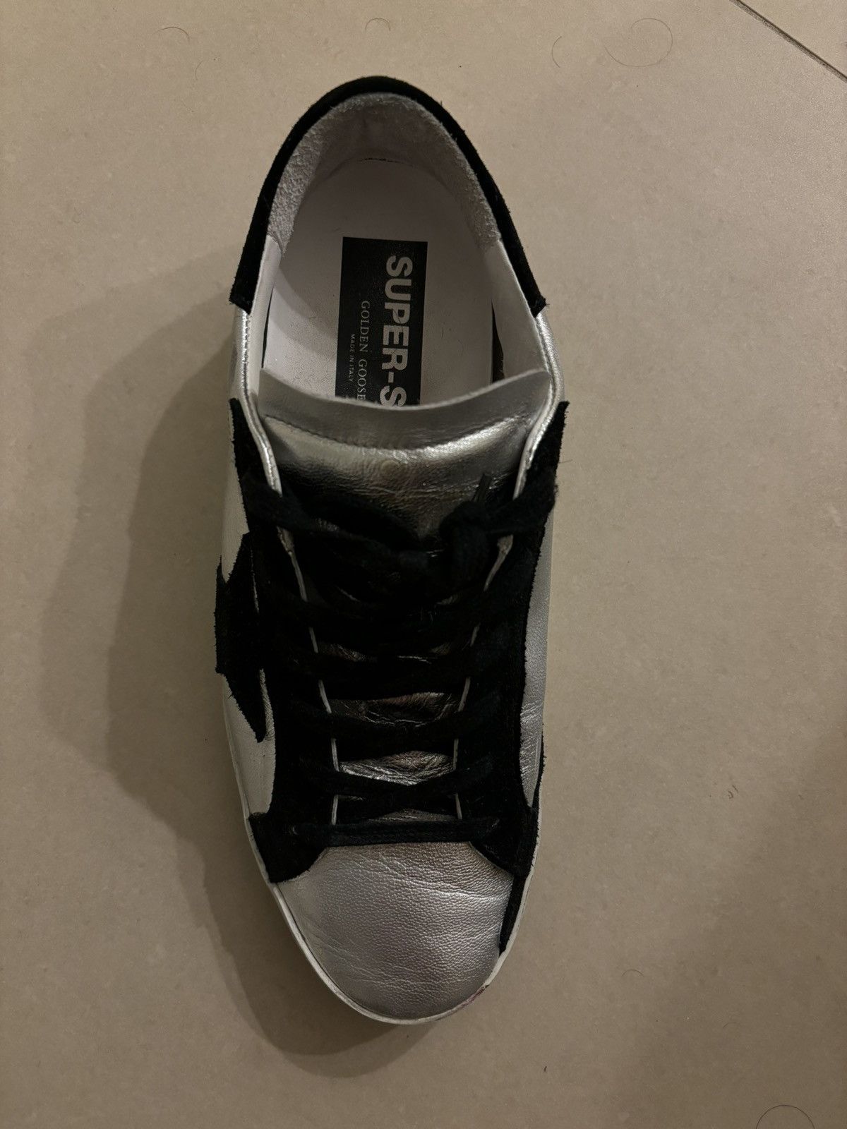 Golden Goose Women's Super-Star in silver leather with contrasting insert Size US 9.5 / IT 39.5 - 4 Thumbnail