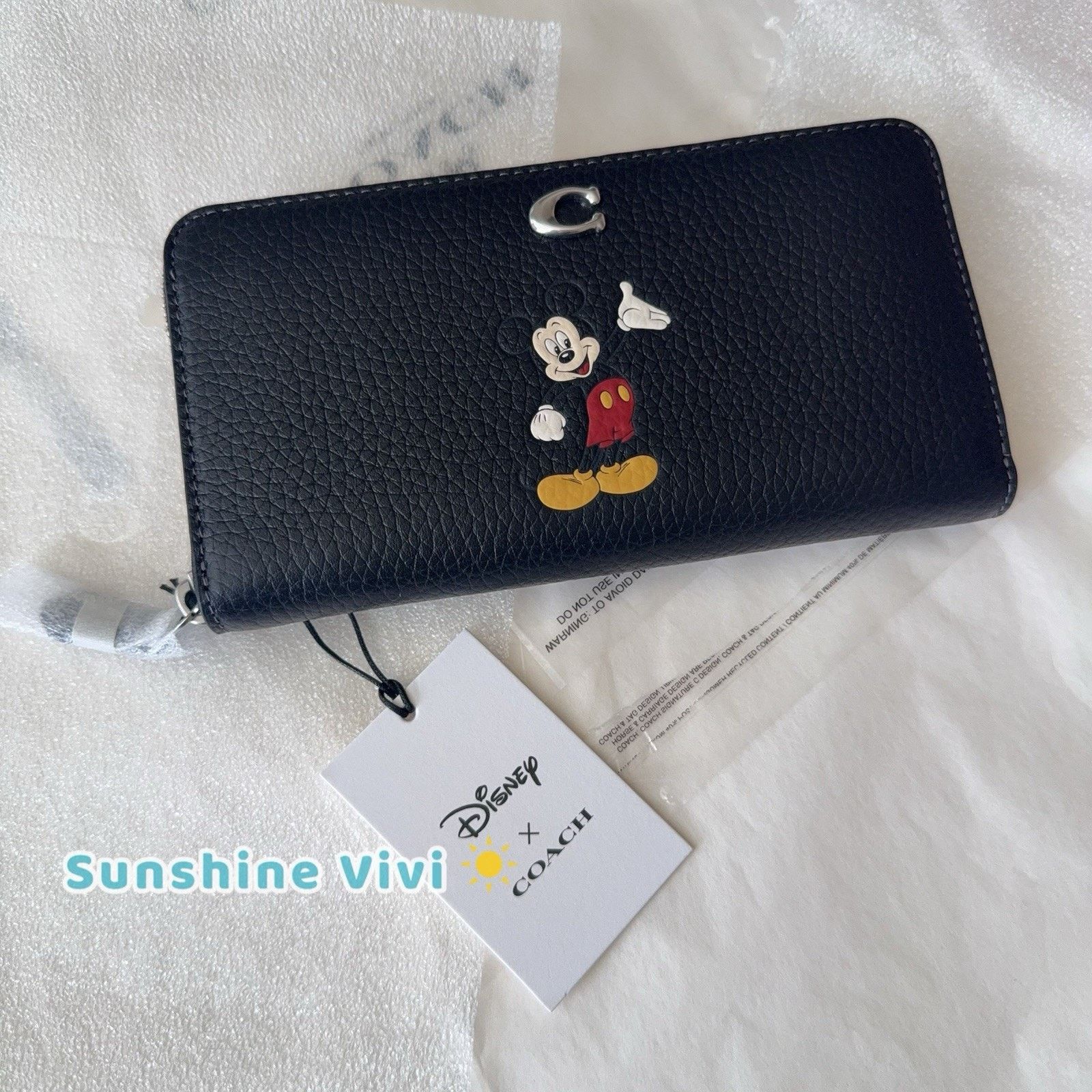 NWT Coach X Disney Mickey Mouse Black Wallet CQ783