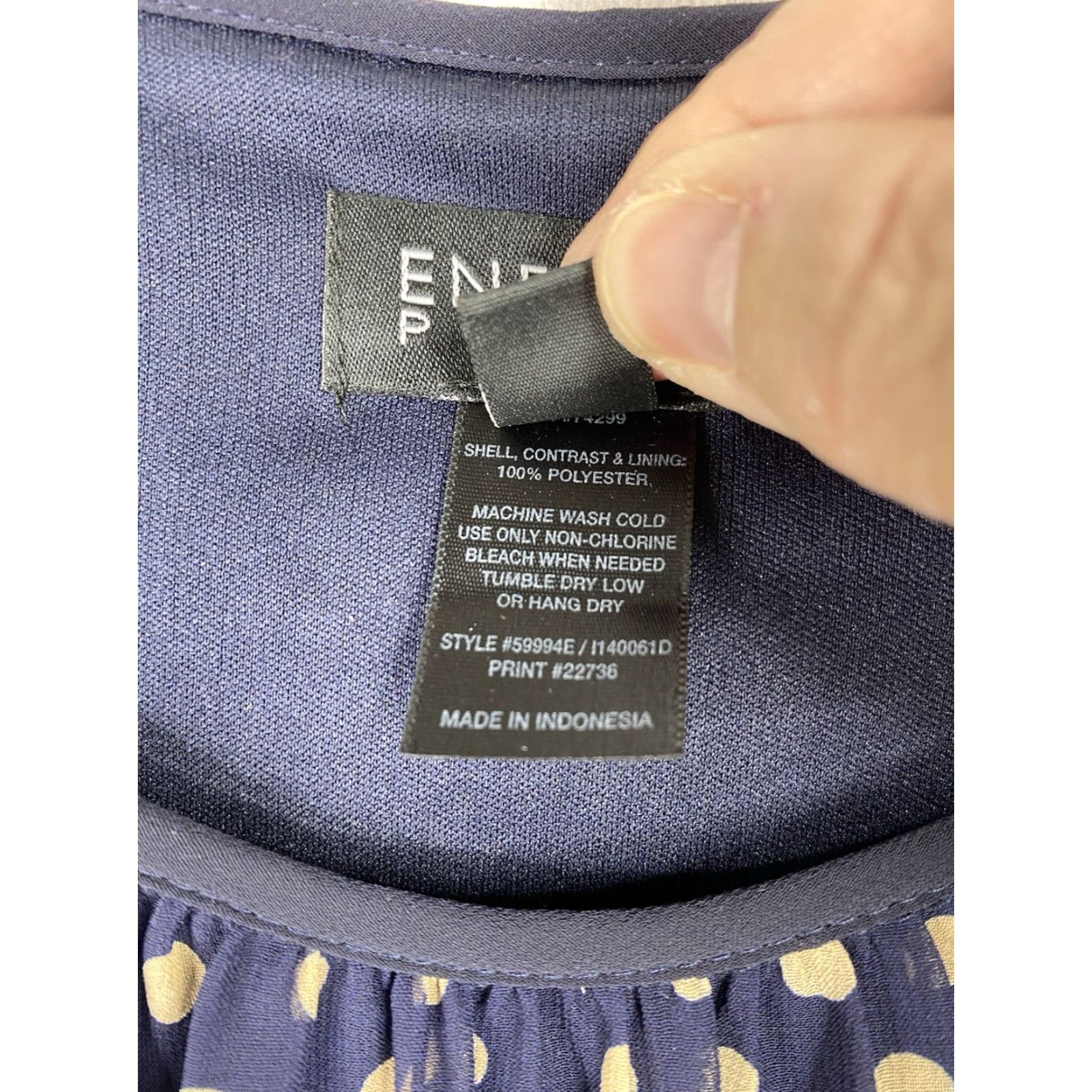 Vintage VINTAGE Enfocus Dress Womens 8P PETITE Blue Polka Dot V-Neck Elastic Waist Shirt? Size M / US 6-8 / IT 42-44 - 3 Thumbnail