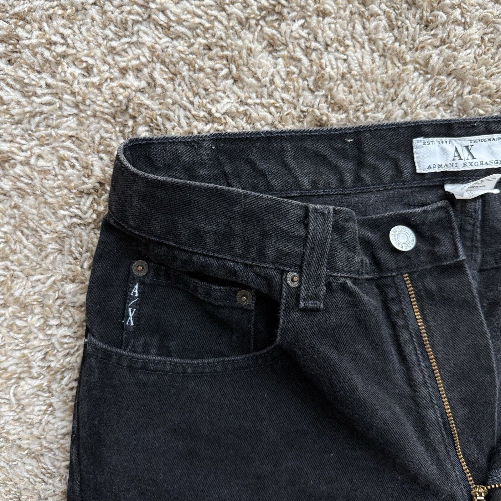 Armani Exchange × Vintage Vintage Armani Made In USA Black Denim Jeans Tapered Pants Size US 30 / EU 46 - 4 Thumbnail