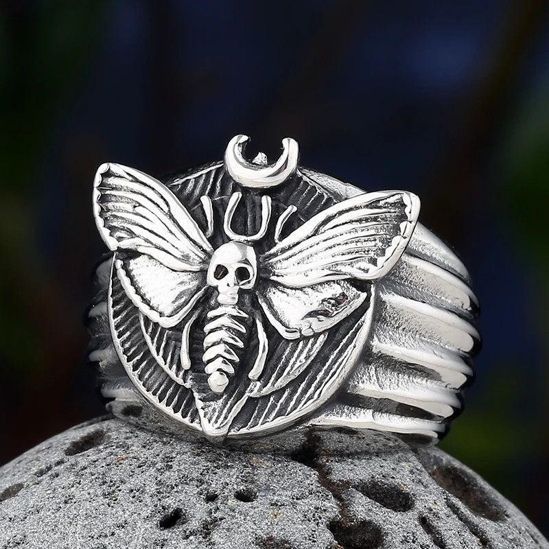 Japanese Brand × Jewelry × Vintage Head Skull Moth Luxury Butterfly Ring Size ONE SIZE - 2 Thumbnail