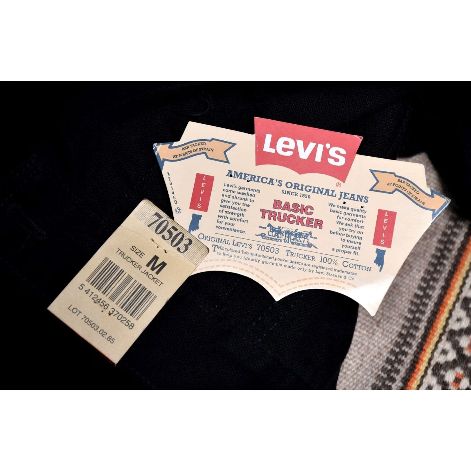 Levi's LEVI'S 70503-02 EURO TRACKER JACKET MEN'S M BLACK DENIM TRUCKER Jacket Winter, Fall, Spring Men Size US M / EU 48-50 / 2 - 6 Thumbnail