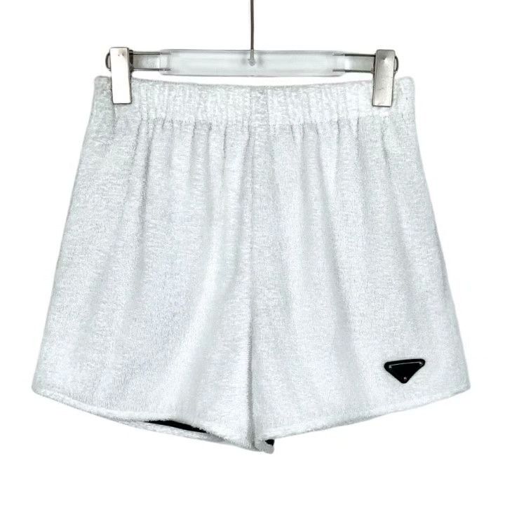Prada Prada White Triangle Logo Cotton Towel Shorts Size US 40 / EU 56 - 1 Thumbnail