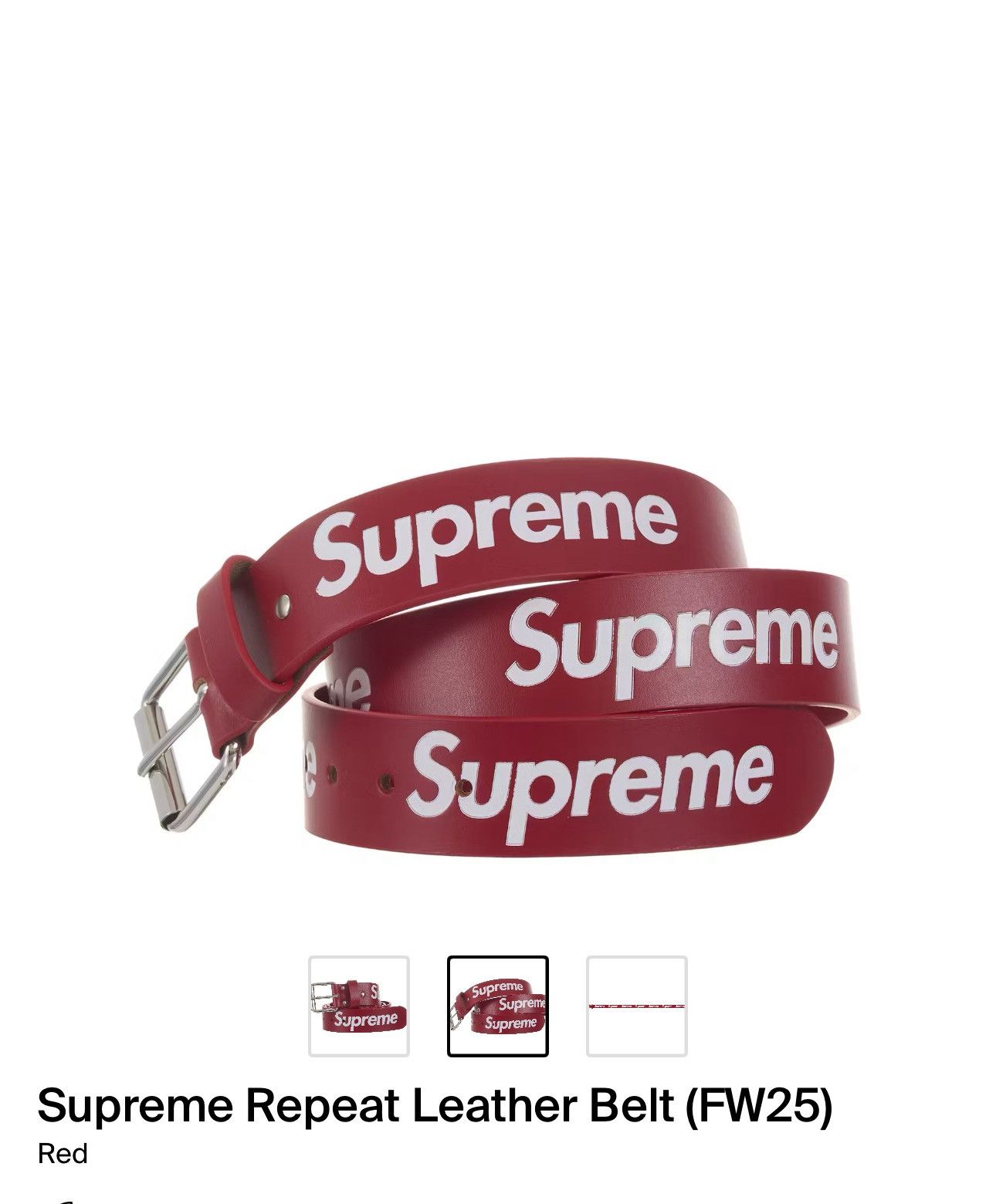 Supreme Supreme Repeat Leather Belt (FW25) white Floral size XL