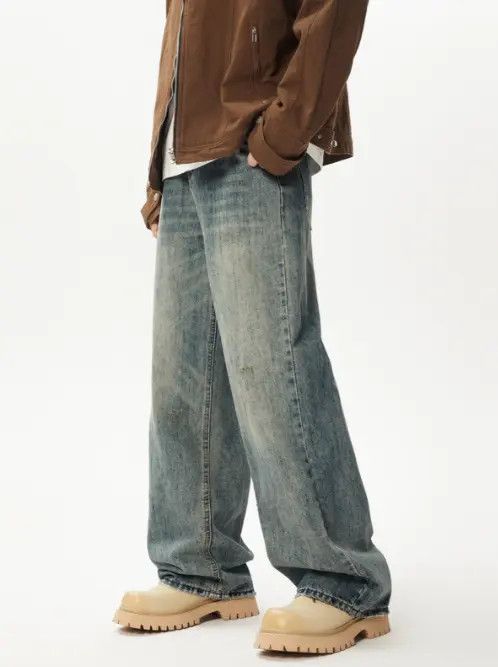 Japanese Brand × Jean American style distressed men's street wide-leg jeans Size US 32 / EU 48 - 4 Thumbnail