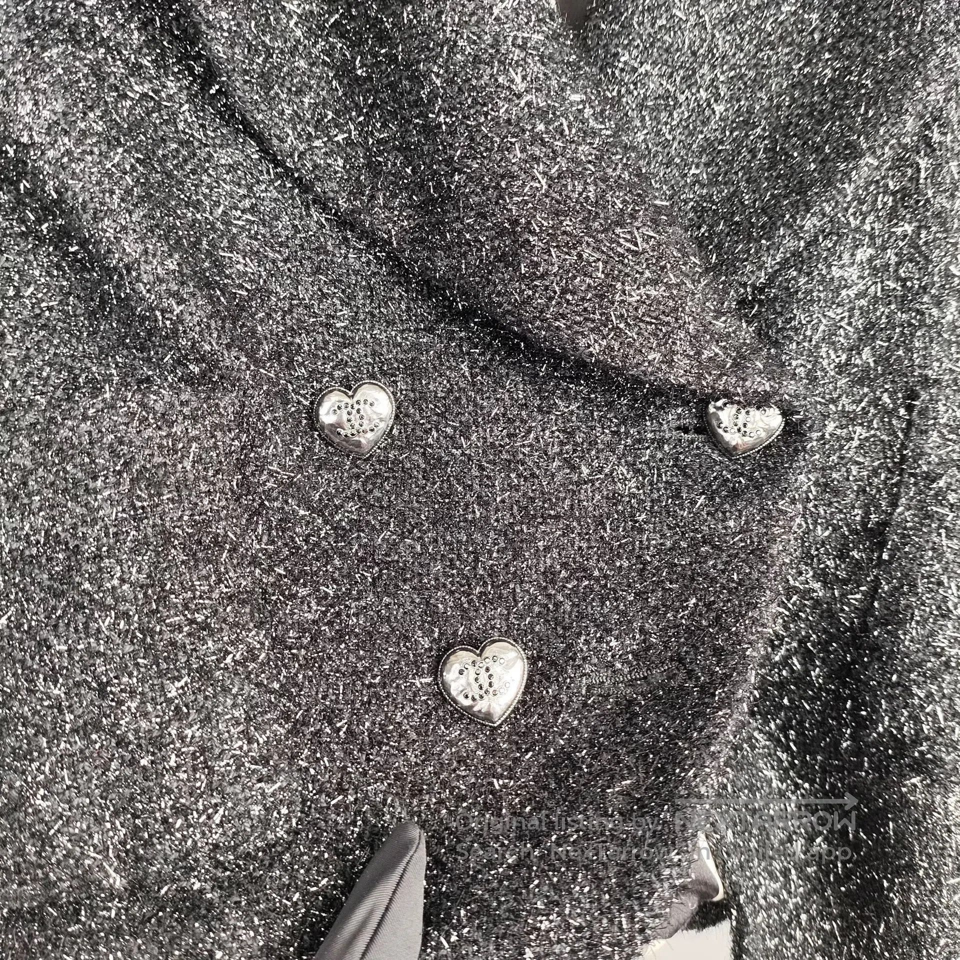 Chanel Chanel Black short shiny sequin heart button coat size 34| Size XXS / US 00 / IT 34 - 4 Thumbnail