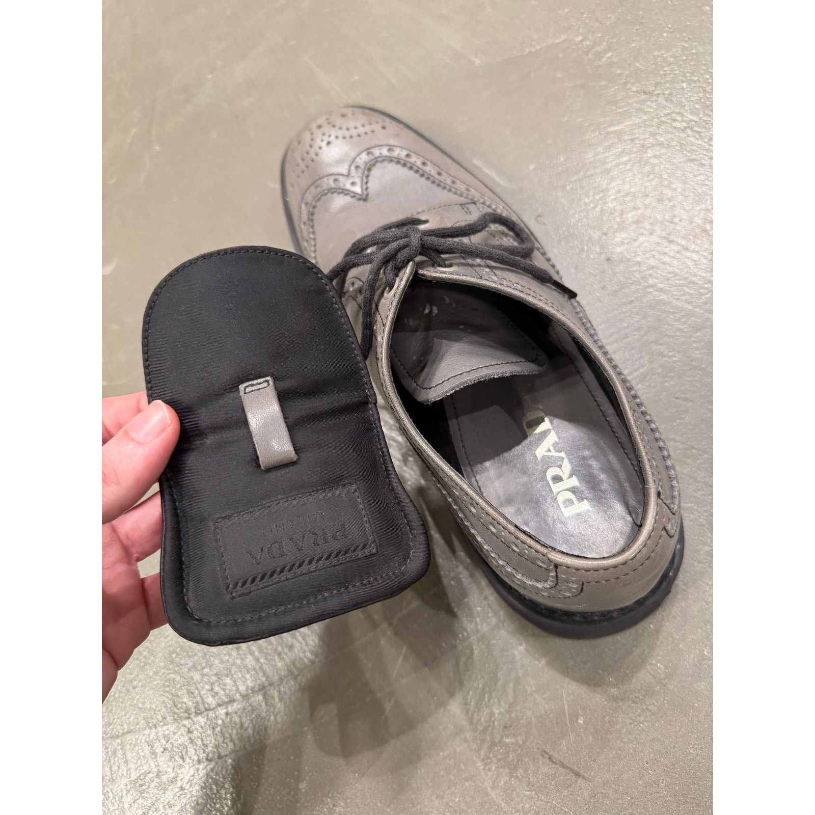 Prada 2000s Prada grey leather derby shoes Size US 12 / IT 42 - 4 Thumbnail