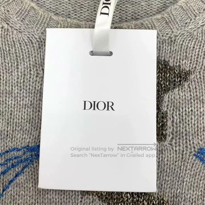 Dior Dior Gray Star Moon Embroidery Cashmere Sweater. Size US M / EU 48-50 / 2 - 6 Thumbnail