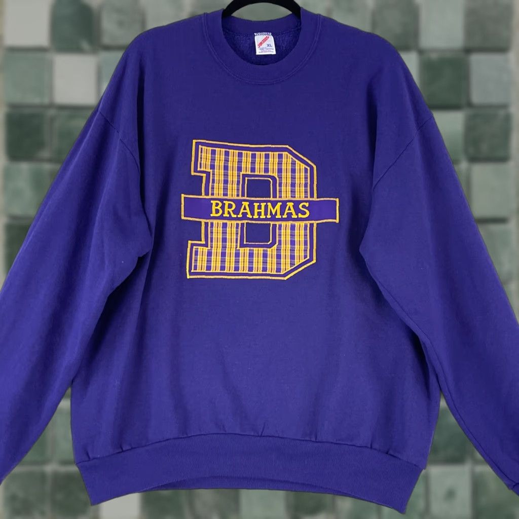 Jerzees Jerzees Sweater Mens XL Purple Embroidered Vintage Crew Neck City 80s 90s College Pullover Shirt Mens Size US XL / EU 56 / 4 - 1 Thumbnail