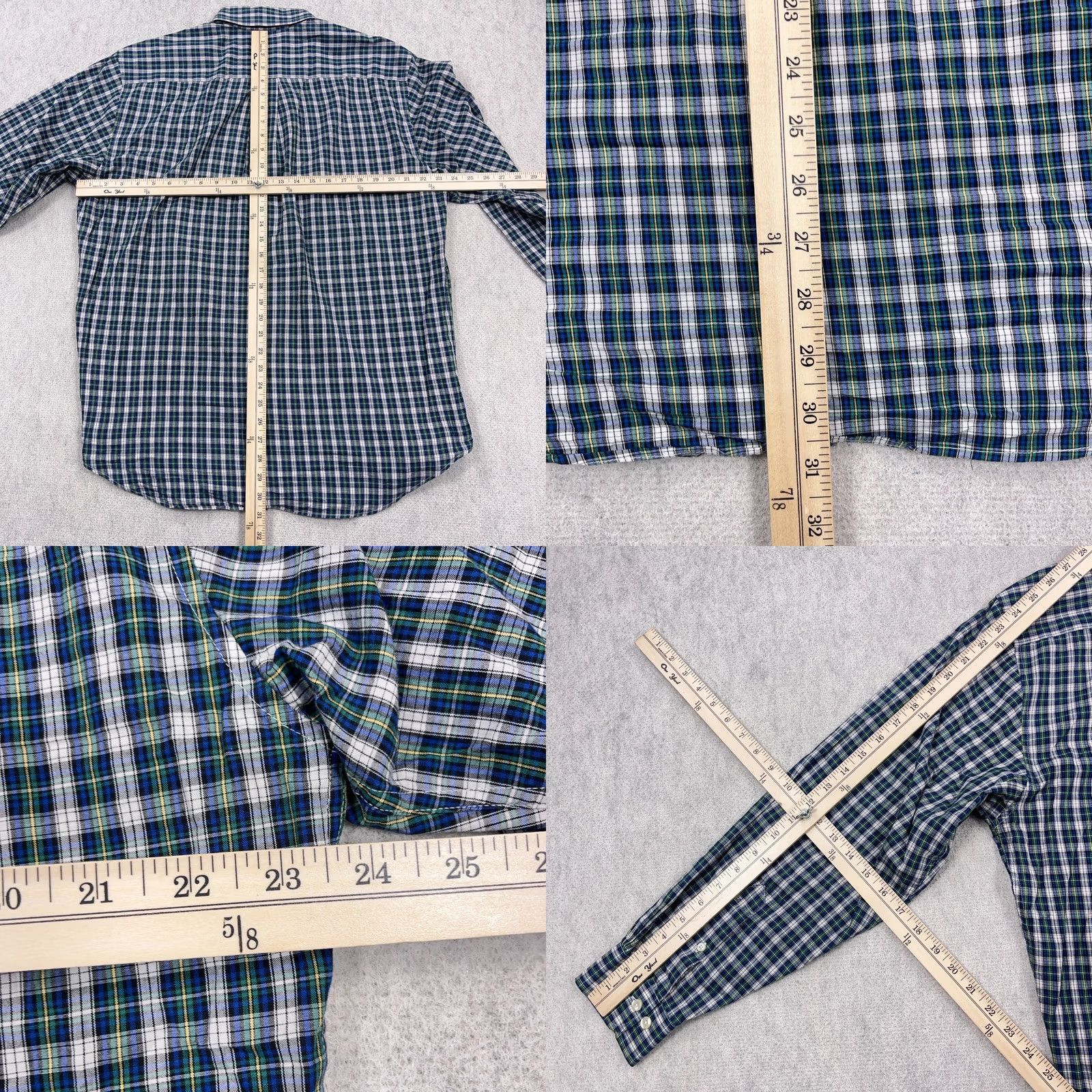 Brooks Brothers Brooks Brothers Shirt Men Medium Green Blue Plaid Button Up Poplin Dress Sheep Size 40R - 8 Thumbnail