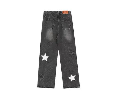 Japanese Brand × Jean High street heavyweight star patch washed jeans Size US 31 - 4 Thumbnail