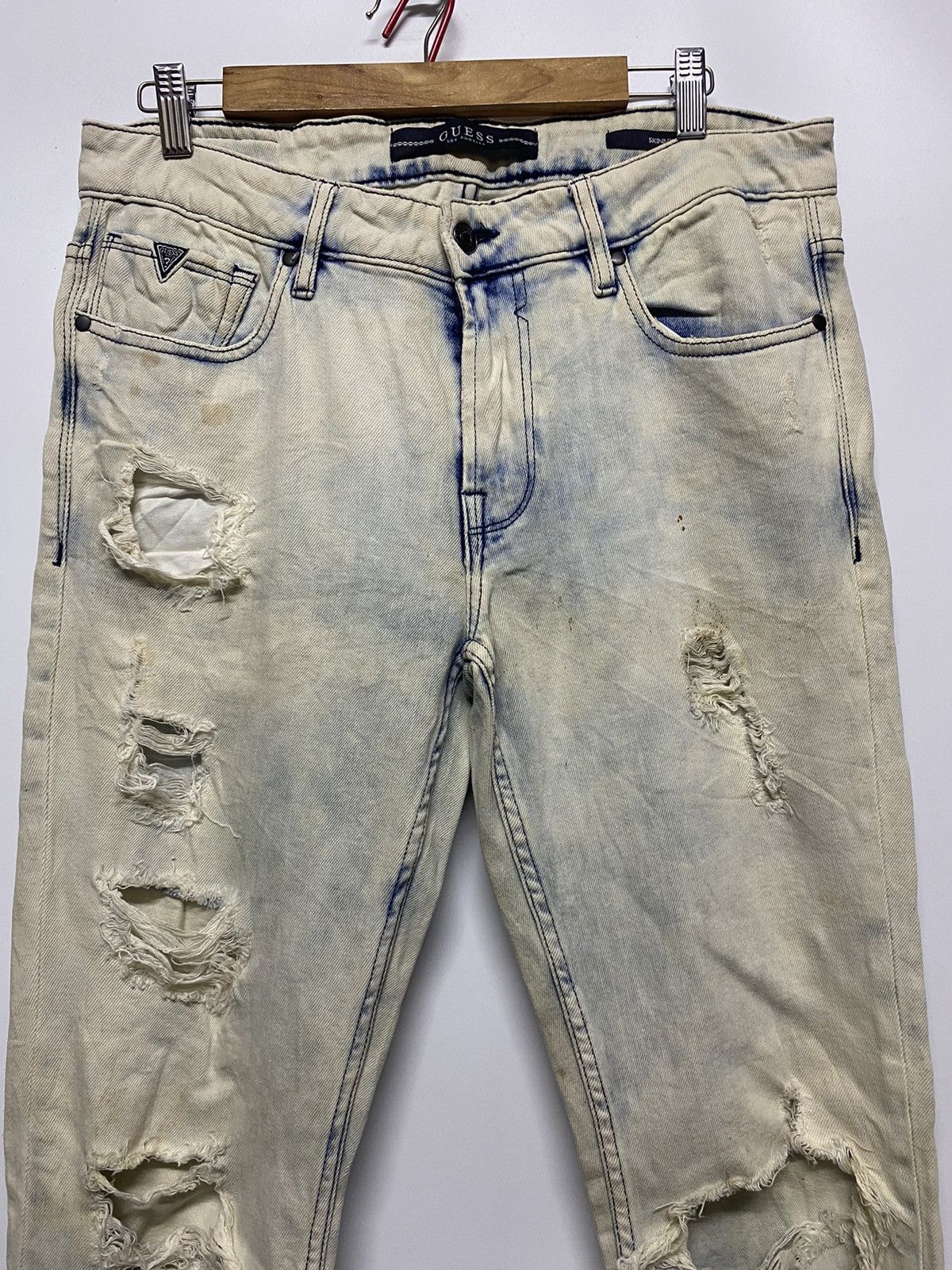 Guess × Vintage Vintage GUESS Los Angelas Skinny Distressed Denim Jeans Size US 34 / EU 50 - 7 Thumbnail