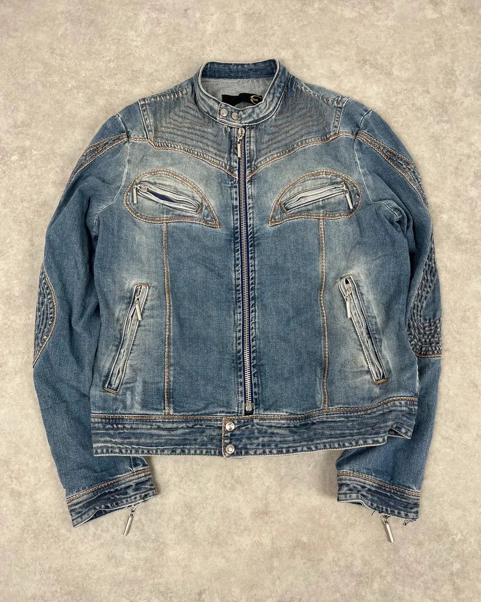 Just Cavalli SS2005 Cavalli Blue Contemporary Multi-Pocket Denim Jacket Size US M / EU 48-50 / 2 - 4 Thumbnail