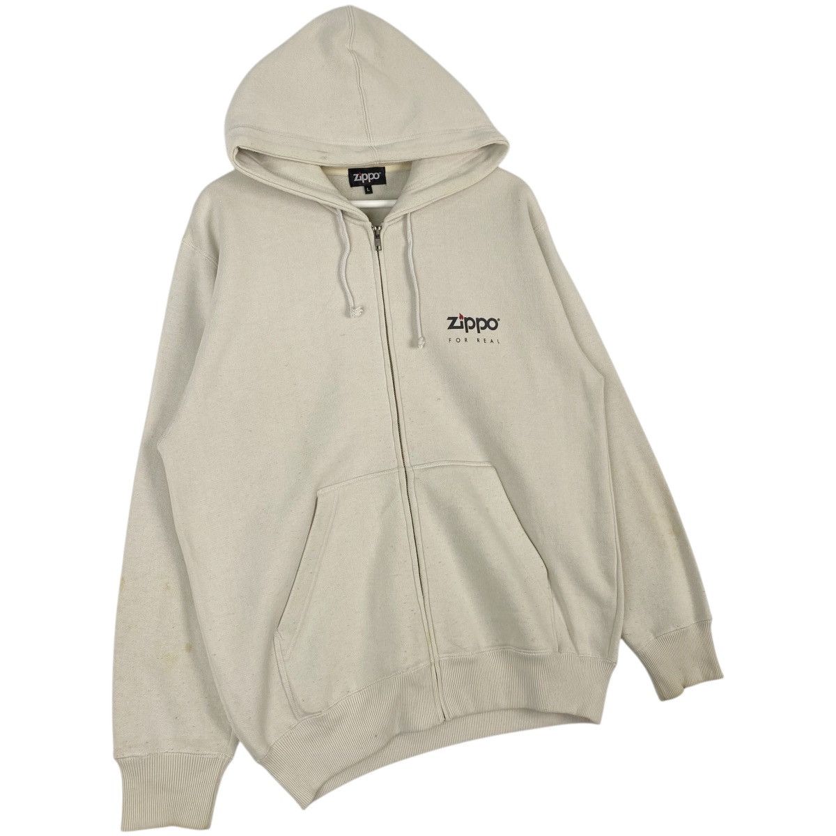 Vintage Vintage Zippo Hoodie Full Zip Sweater White Pullover Size L Size US L / EU 52-54 / 3 - 3 Thumbnail