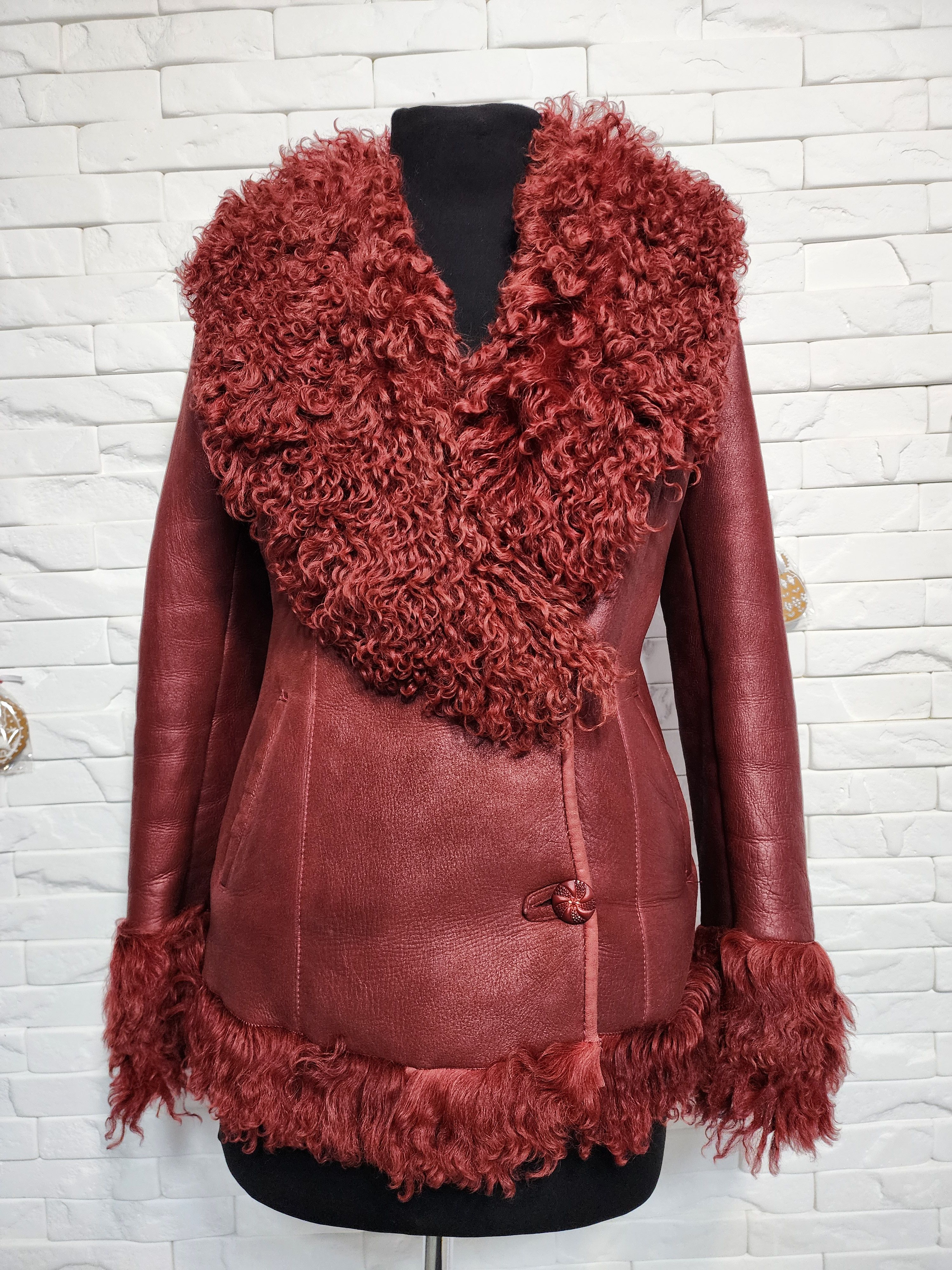 Furla Red Sheepskin Coat: Genuine Fur Winter Jacket Size S / US 4 / IT 40 - 1 Thumbnail