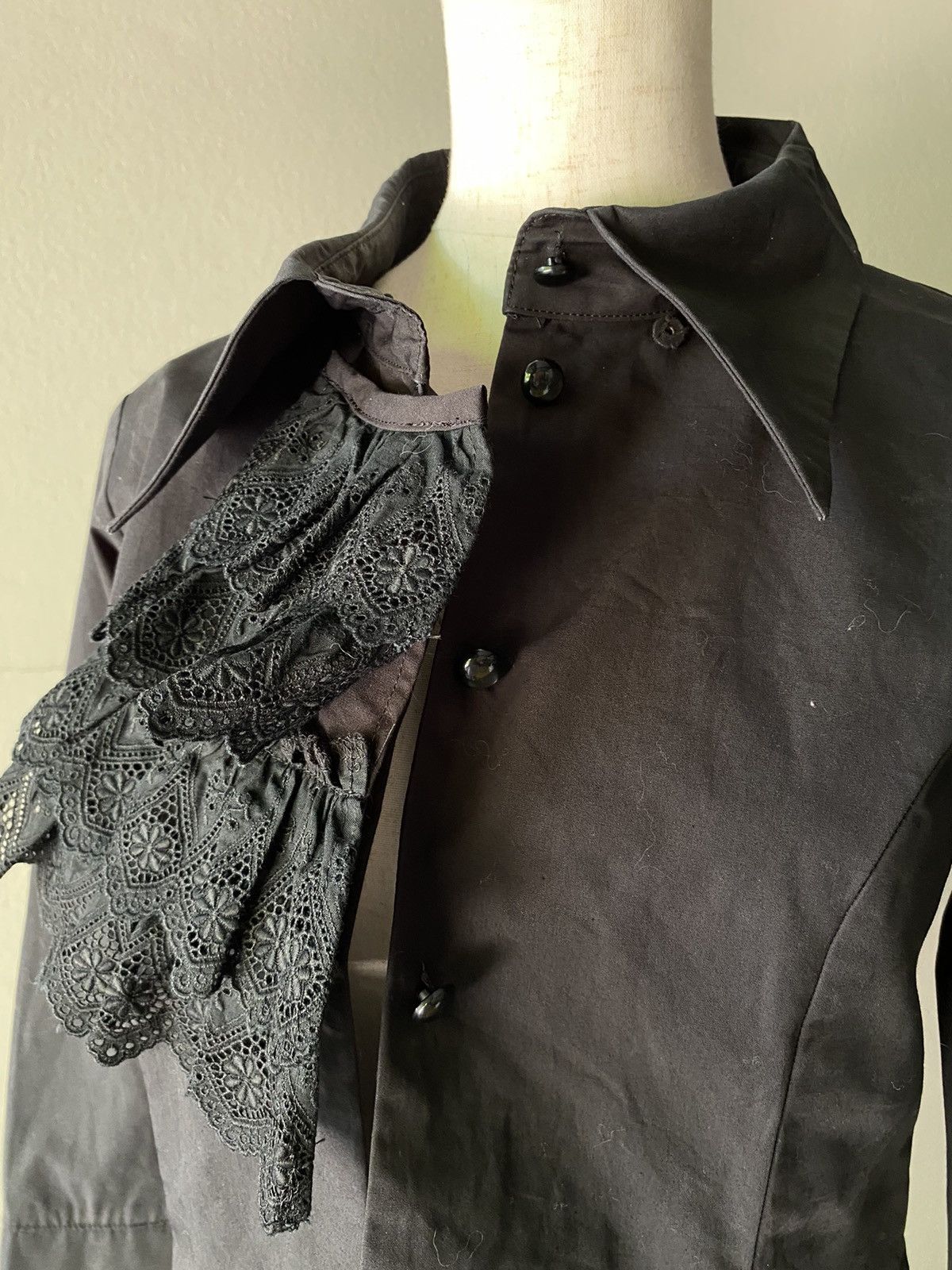 トップス Black Peace Now Big Collar Lace-up Shirt BPN Black Peace