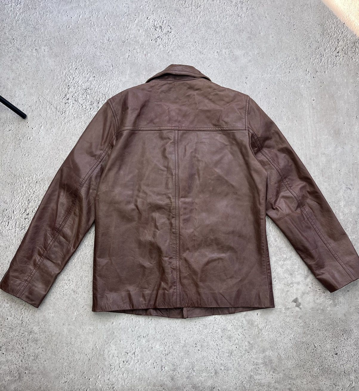Vintage BLAZER Avant Garde Leather BROWN Jacket DISTRESSED Size US M / EU 48-50 / 2 - 12 Thumbnail