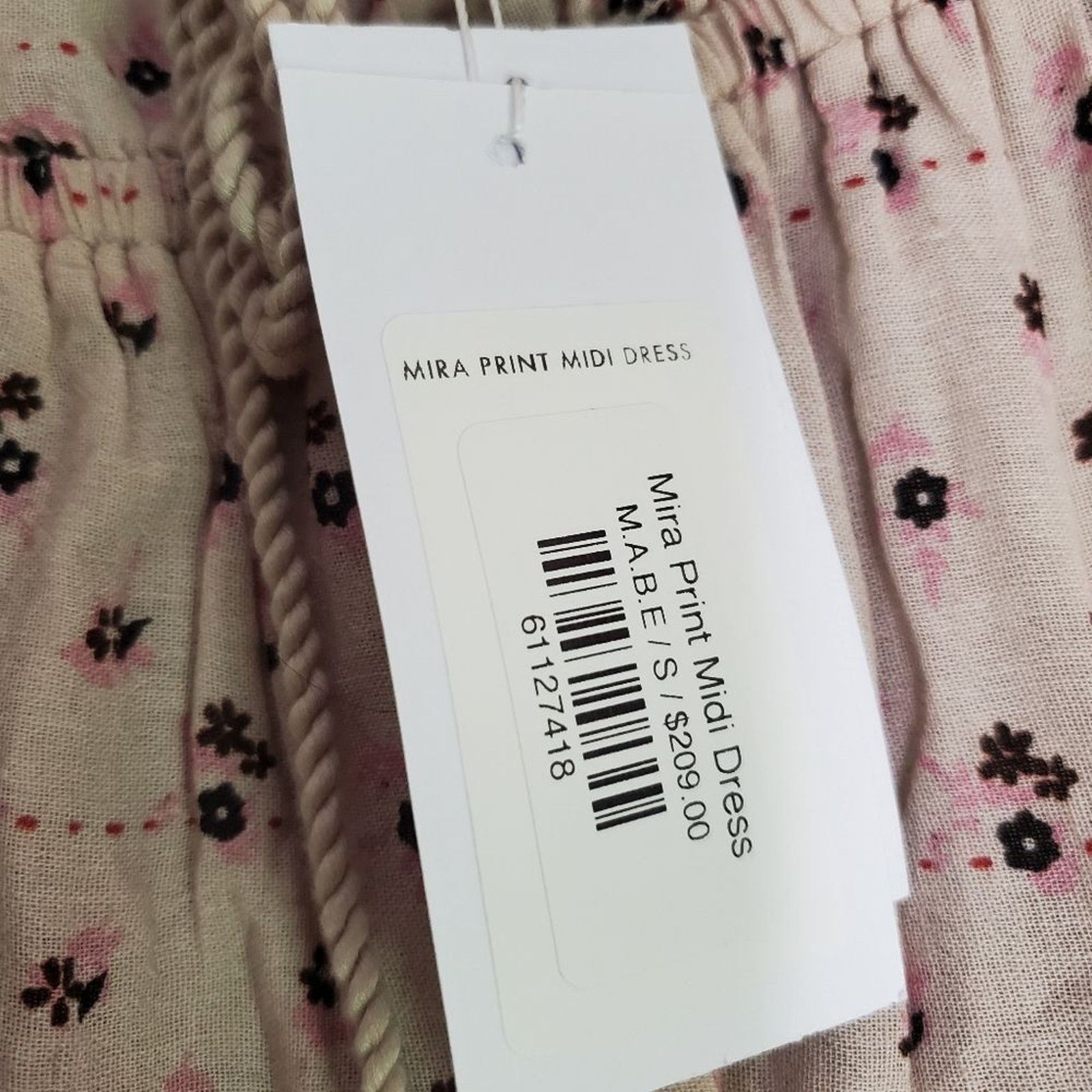 Anthropologie M.A.B.E. MABE Beige Pink Mira Print A Line Tiered Maxi Dress Size XS / US 0-2 / IT 36-38 - 7 Thumbnail