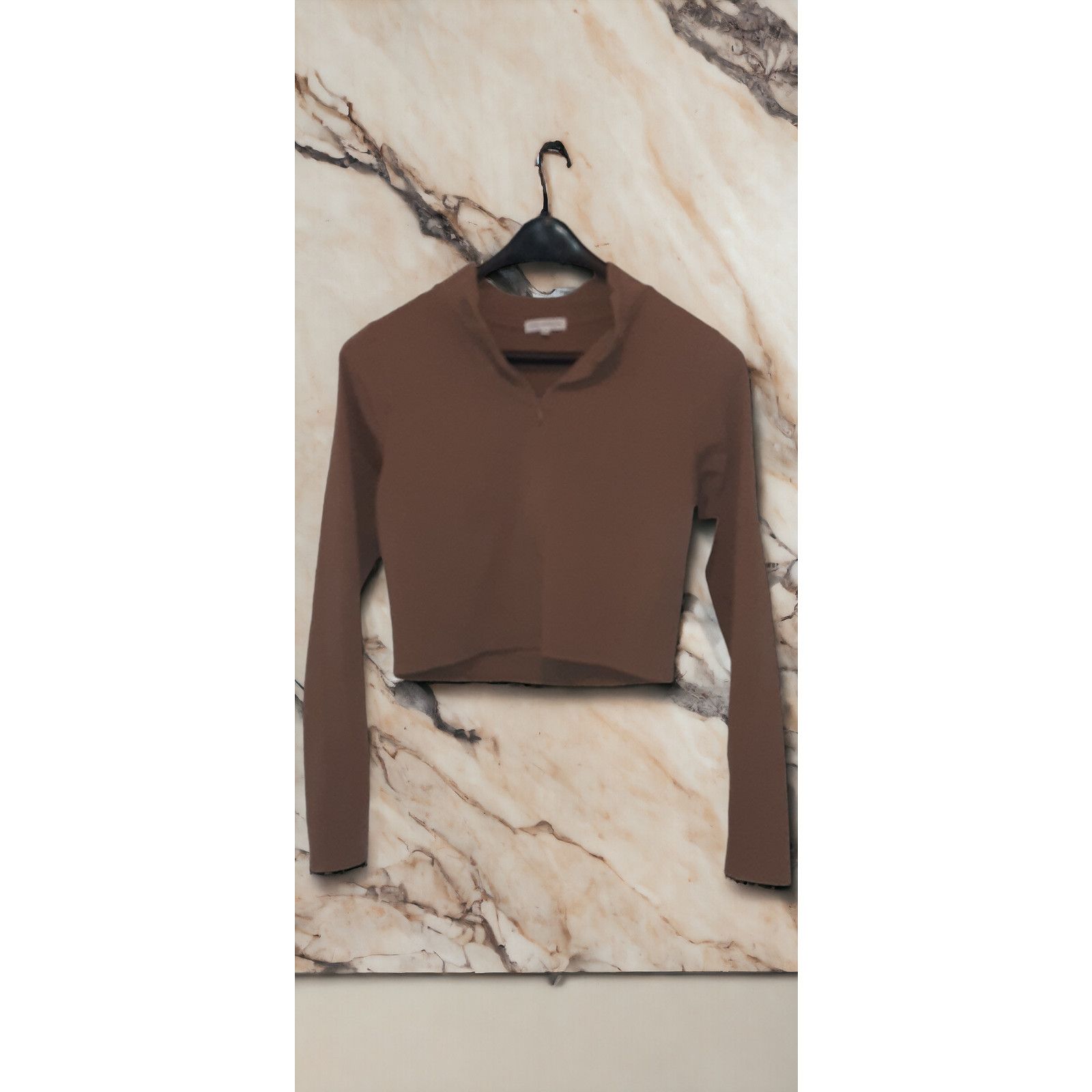 Good American NWT - Good American Zip Mock Long Sleeve Top in Putty Size 4 Size S / US 4 / IT 40 - 4 Thumbnail
