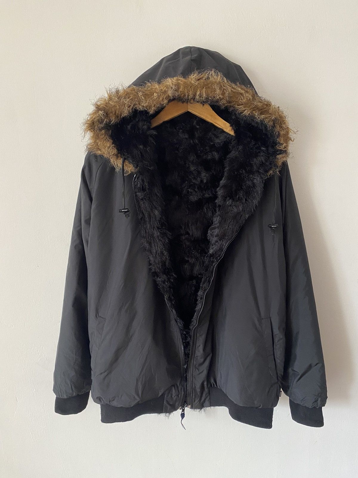 Japanese Brand Vintage 90s Piko Hawaii Fur Zipper Hooded Reversible Jacket Size US L / EU 52-54 / 3 - 19 Thumbnail