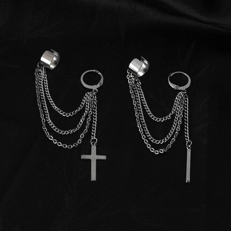 Jewelry × Sterling Silver Cross Vintage Earrings One Pairs Chrome Jewelry Size ONE SIZE - 2 Thumbnail
